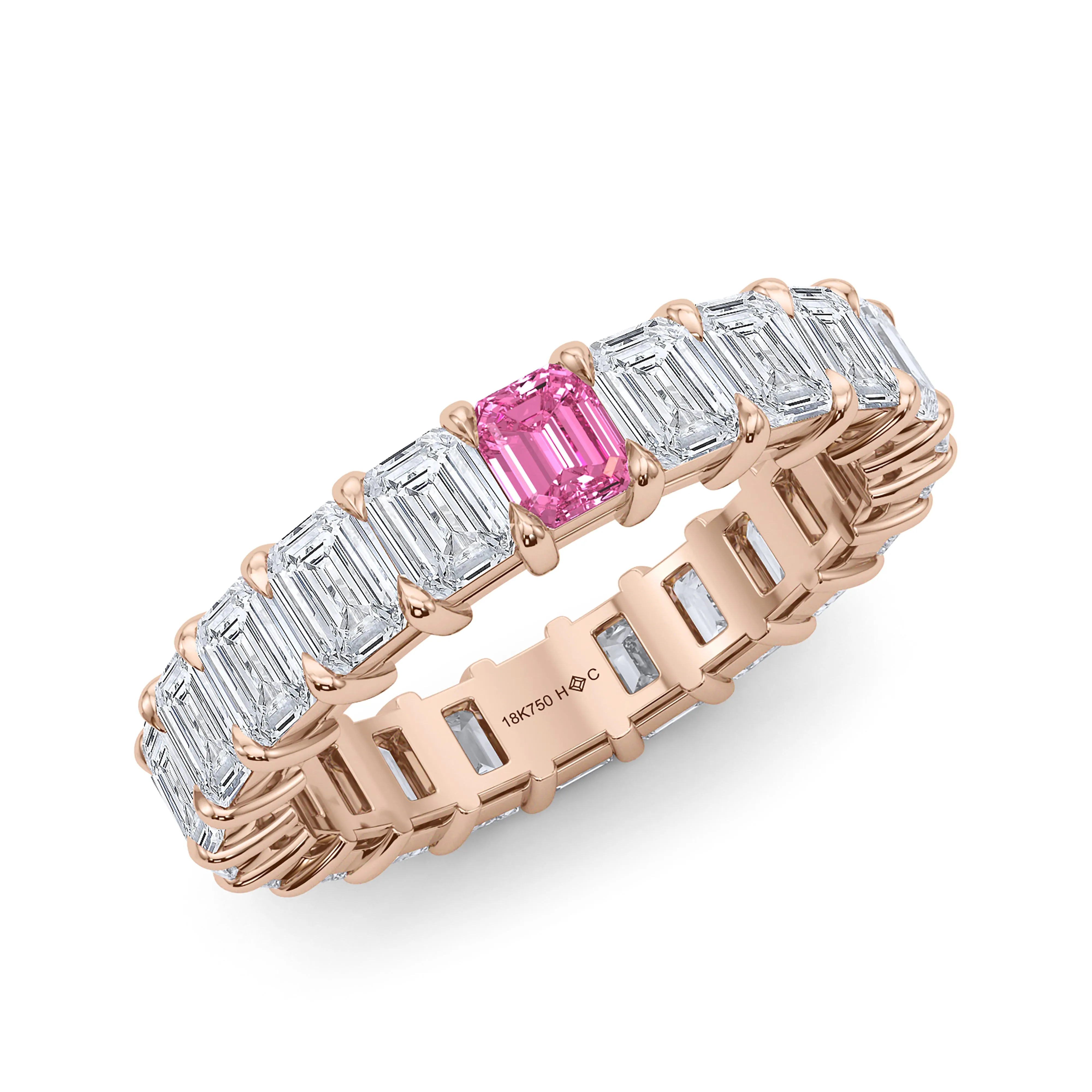 Emerald Cut Diamond & Birthstone Eternity Band