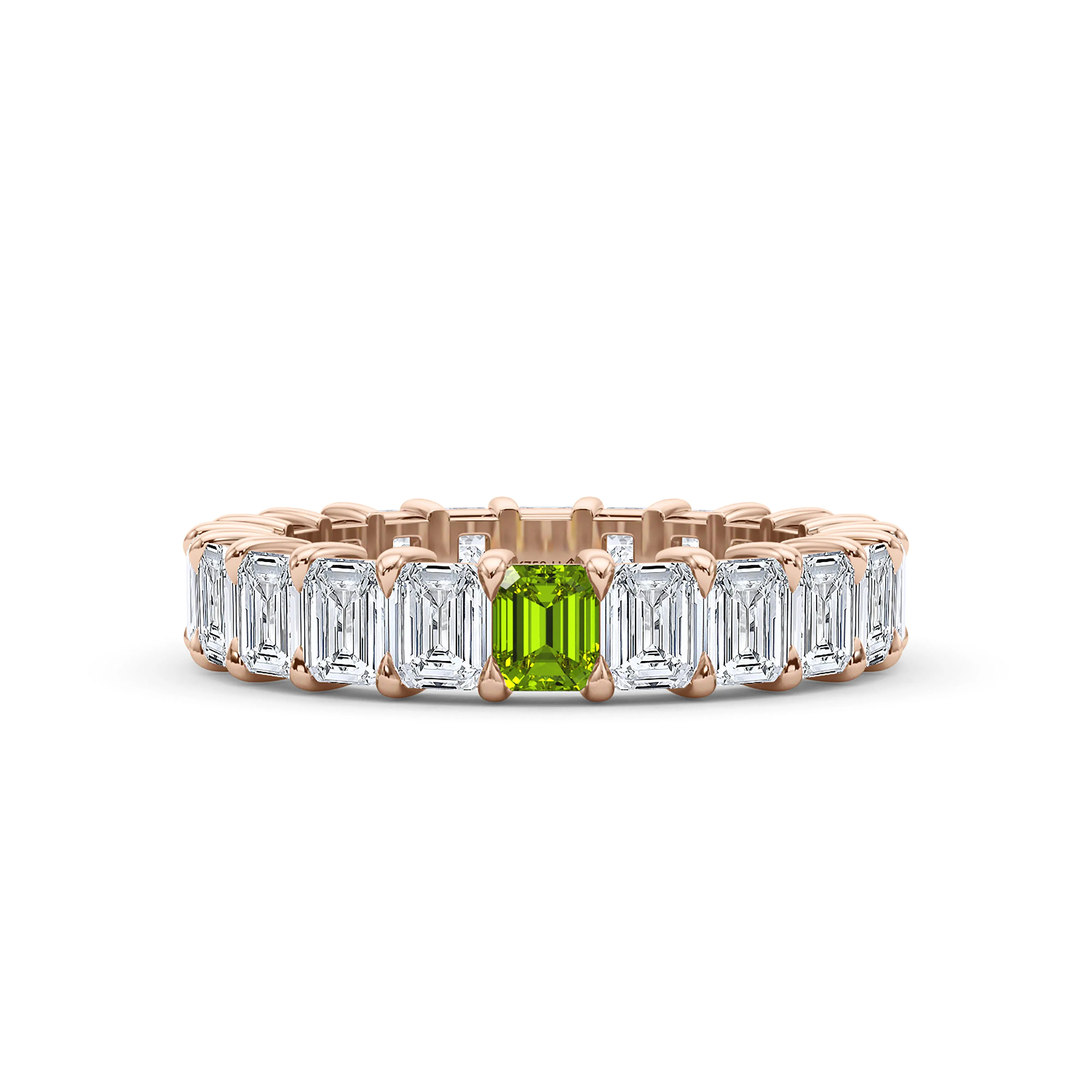 Emerald Cut Diamond & Birthstone Eternity Band