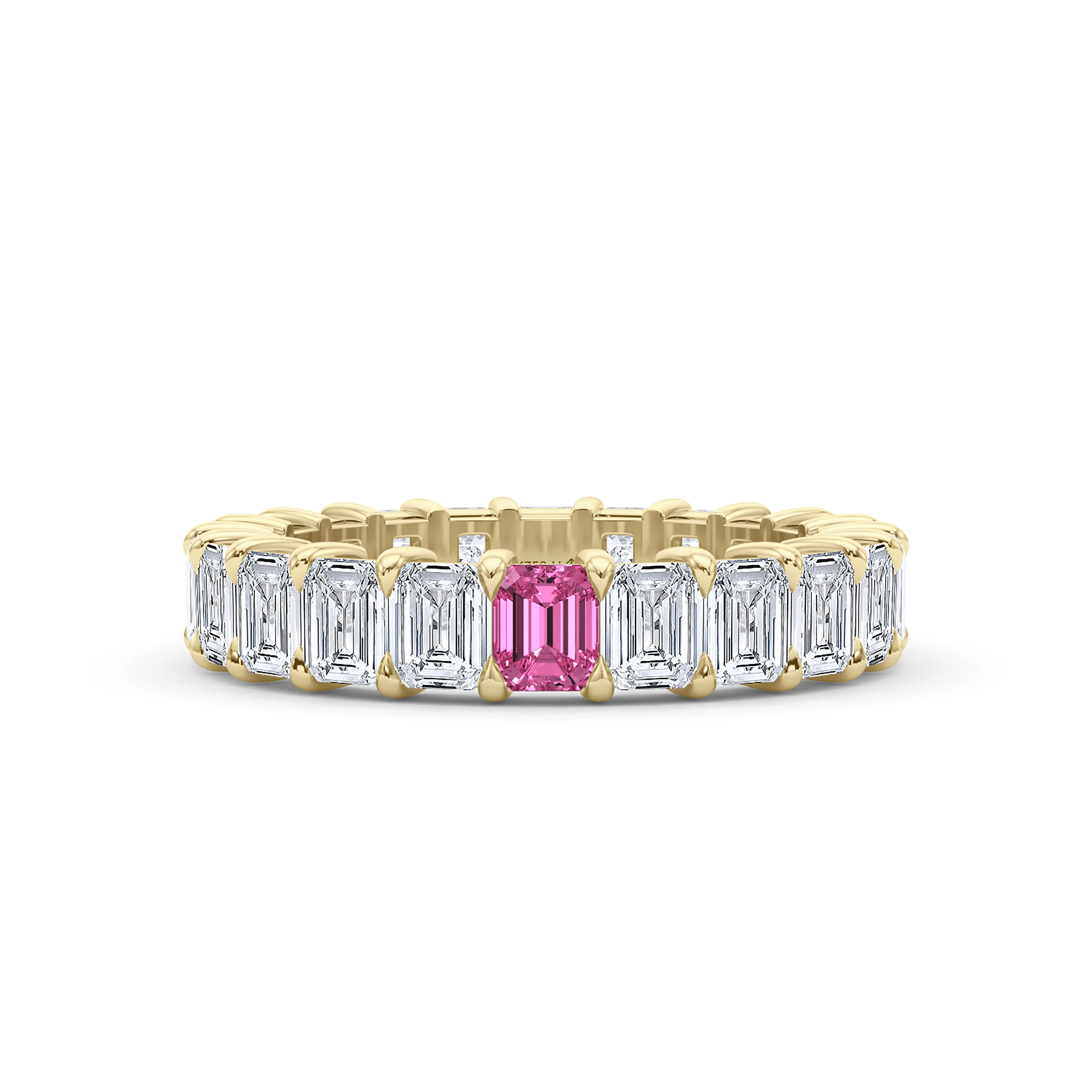 Emerald Cut Diamond & Birthstone Eternity Band