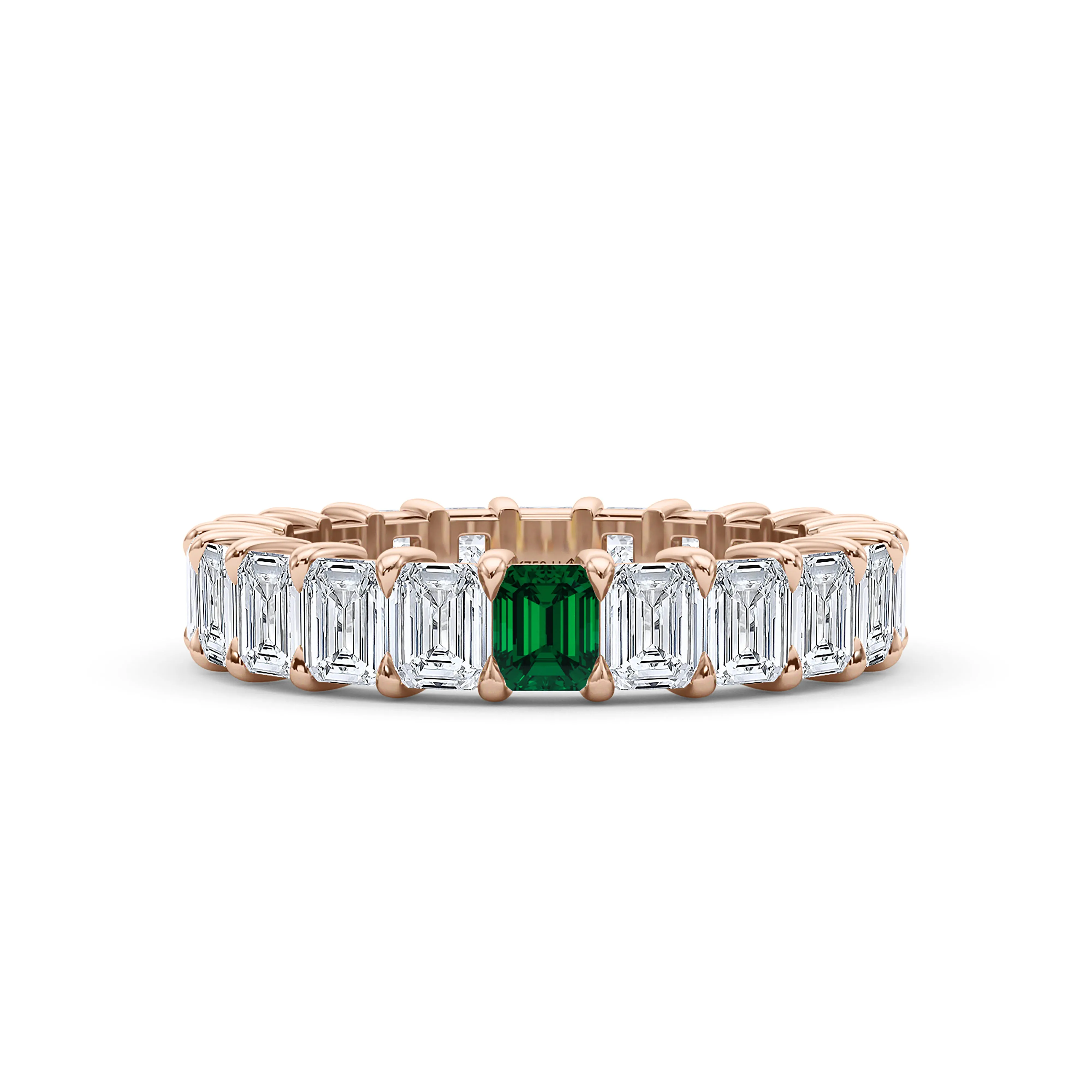 Emerald Cut Diamond & Birthstone Eternity Band