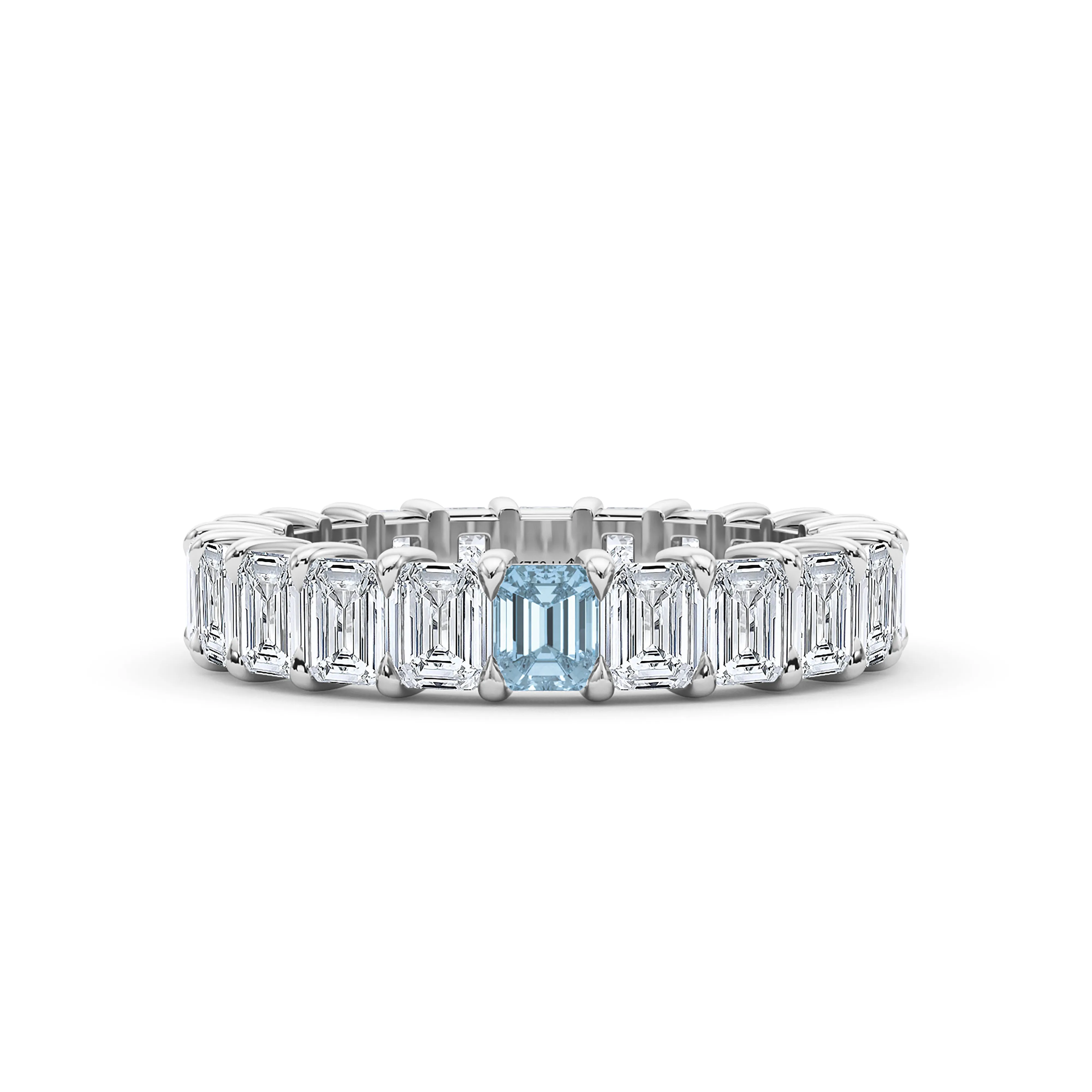 Emerald Cut Diamond & Birthstone Eternity Band