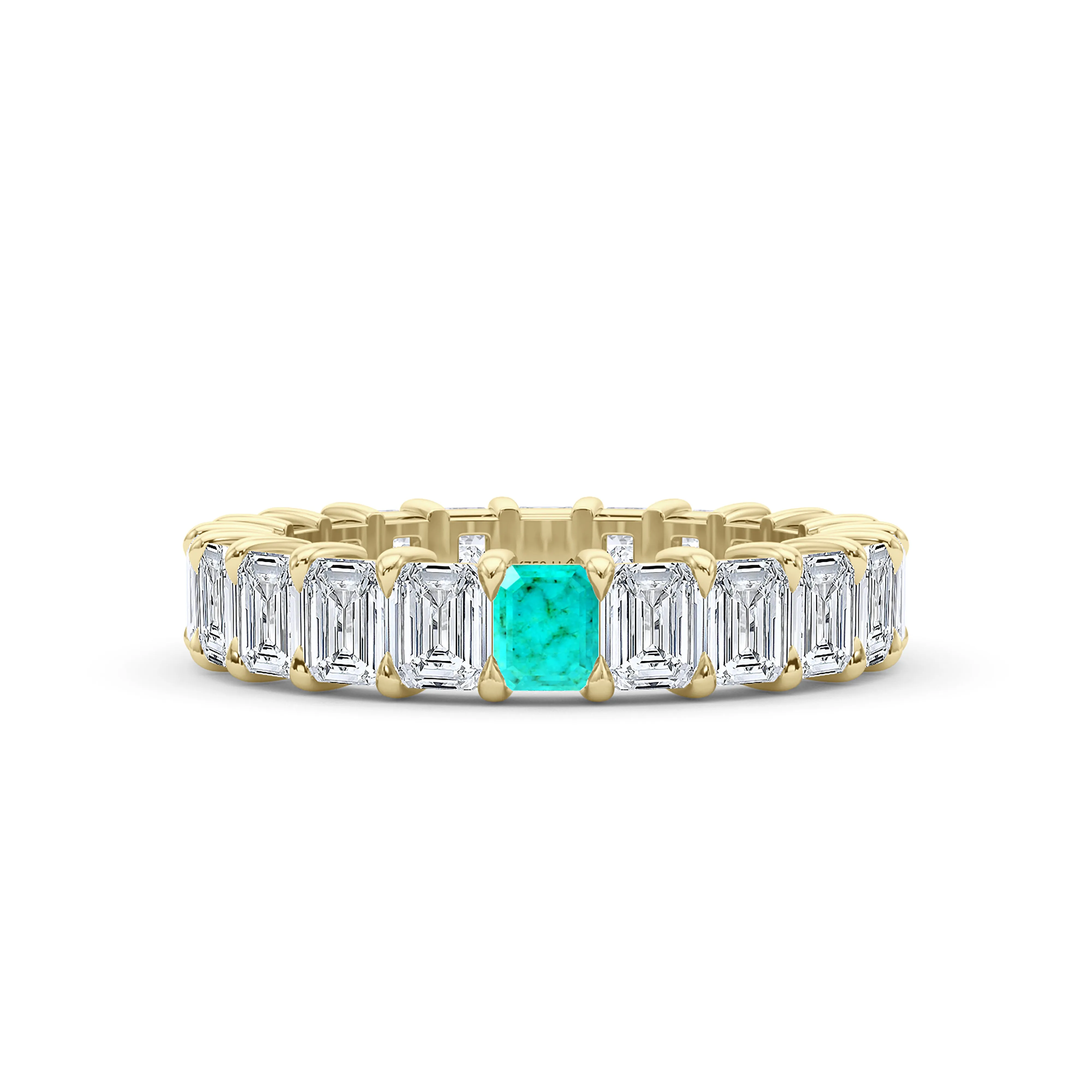 Emerald Cut Diamond & Birthstone Eternity Band