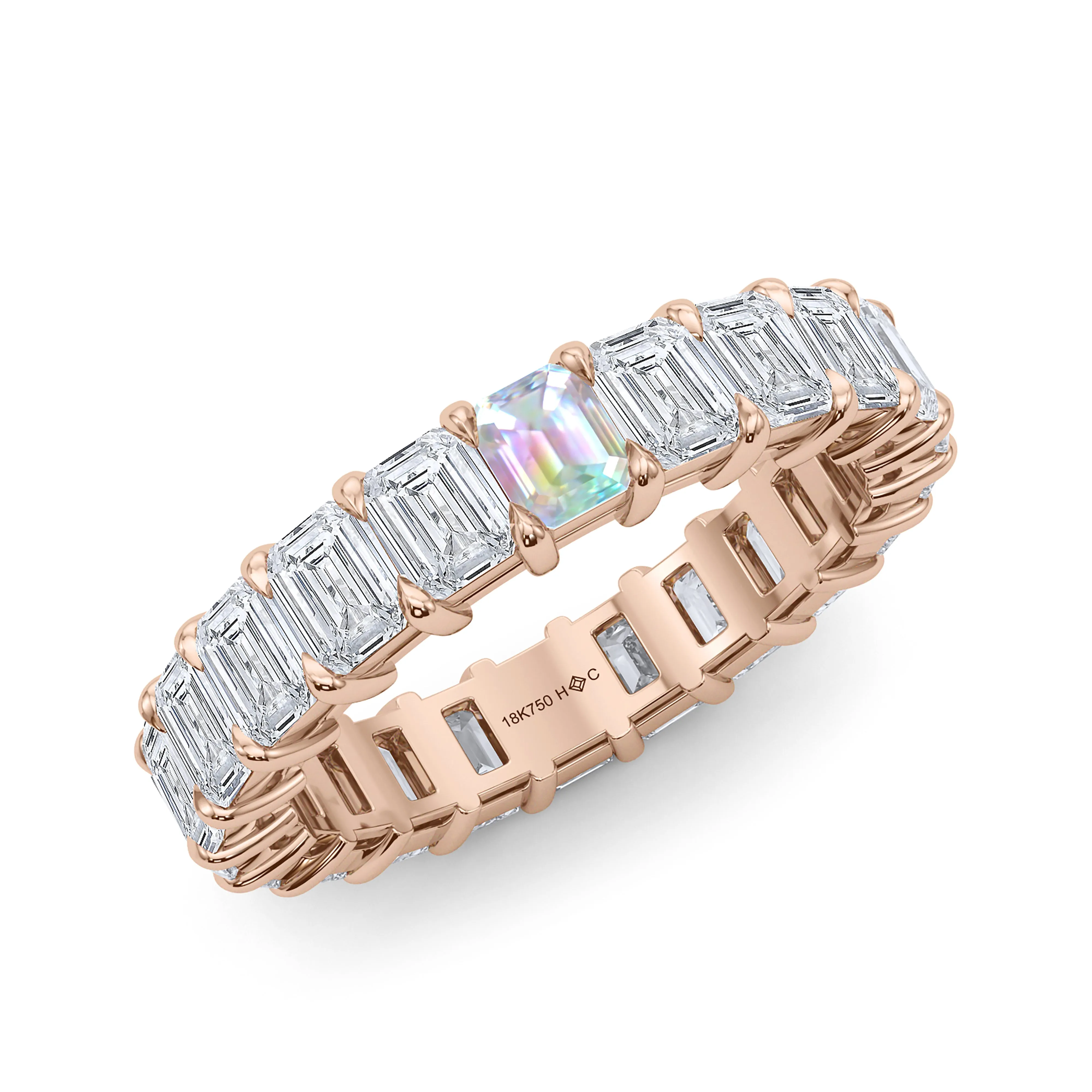 Emerald Cut Diamond & Birthstone Eternity Band