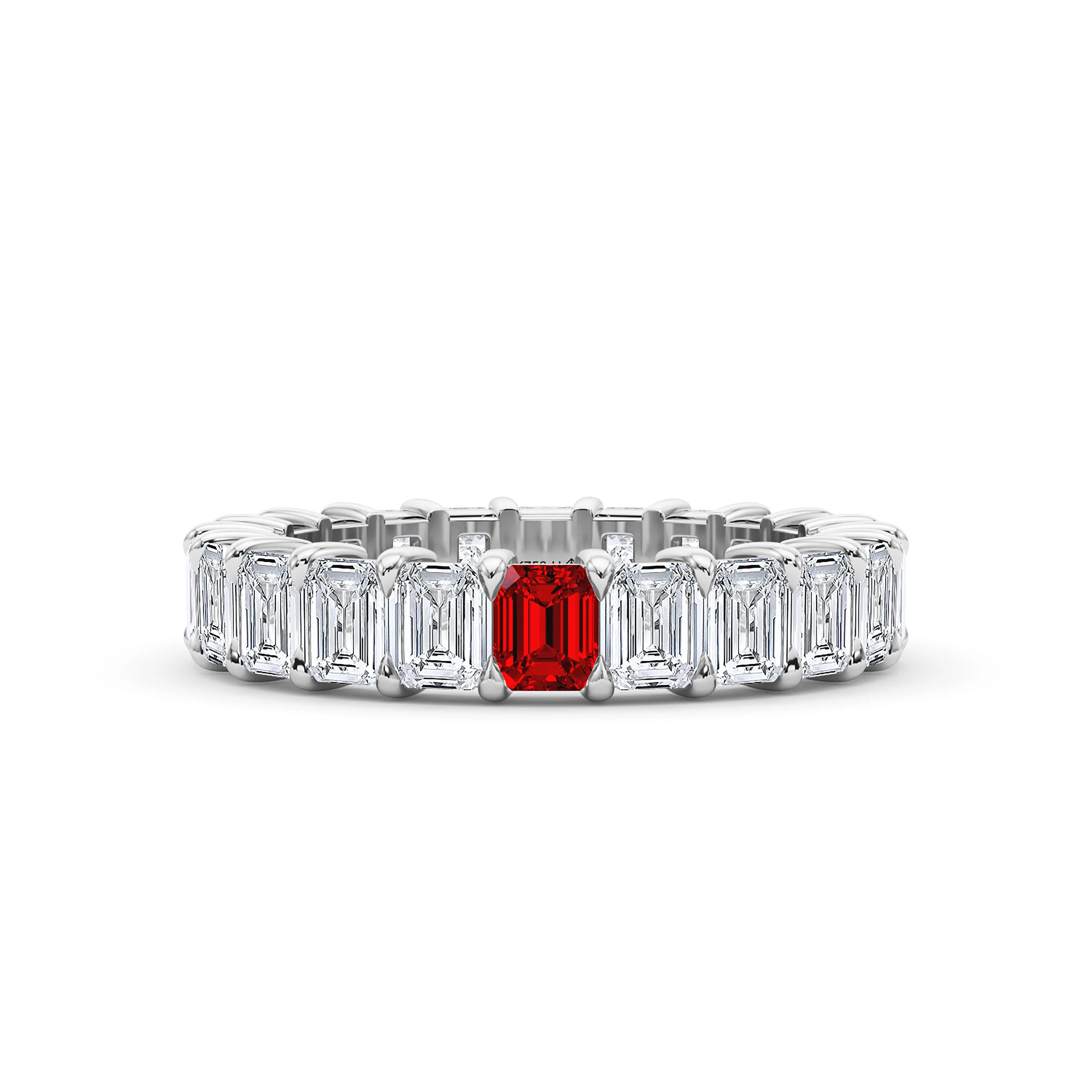 Emerald Cut Diamond & Birthstone Eternity Band