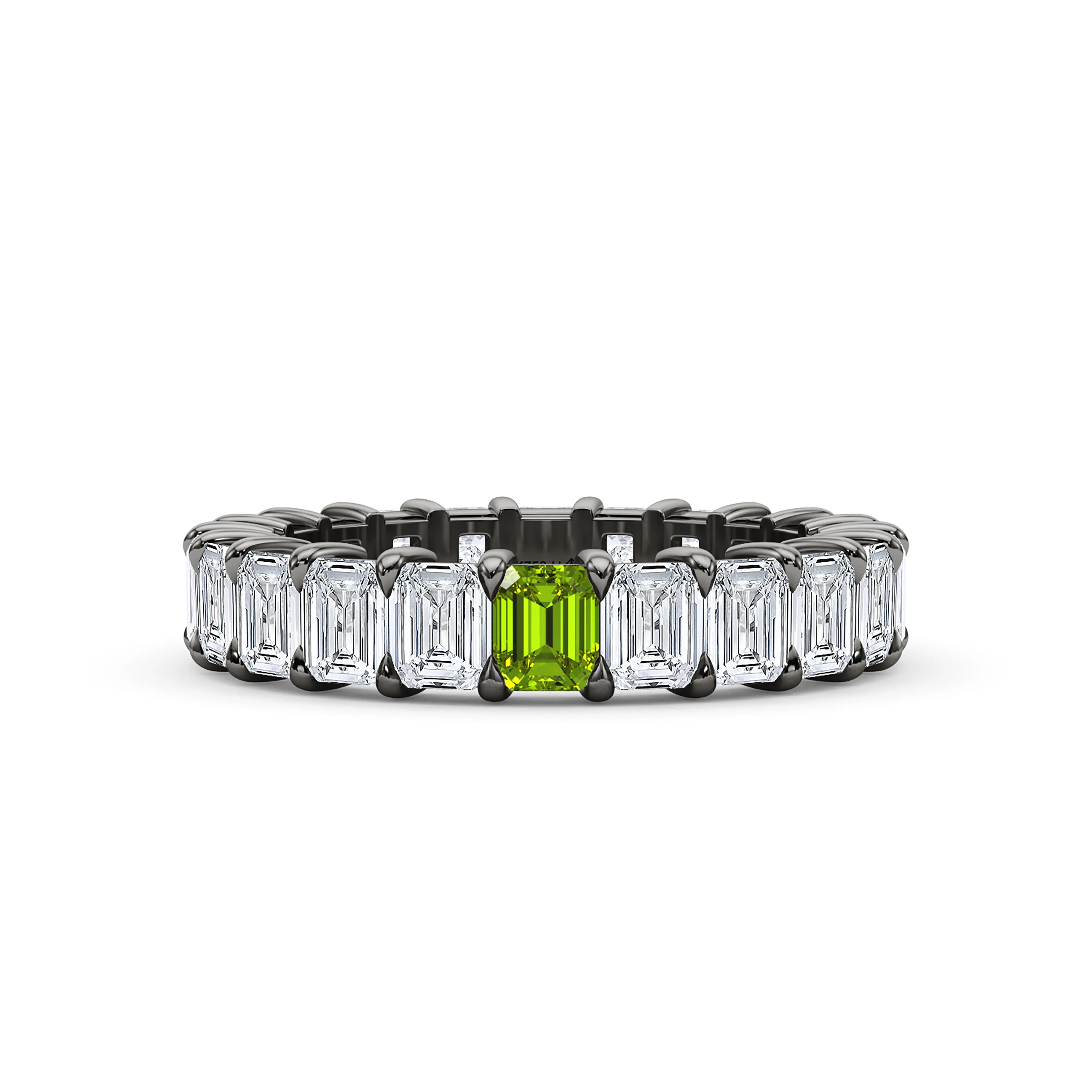 Emerald Cut Diamond & Birthstone Eternity Band