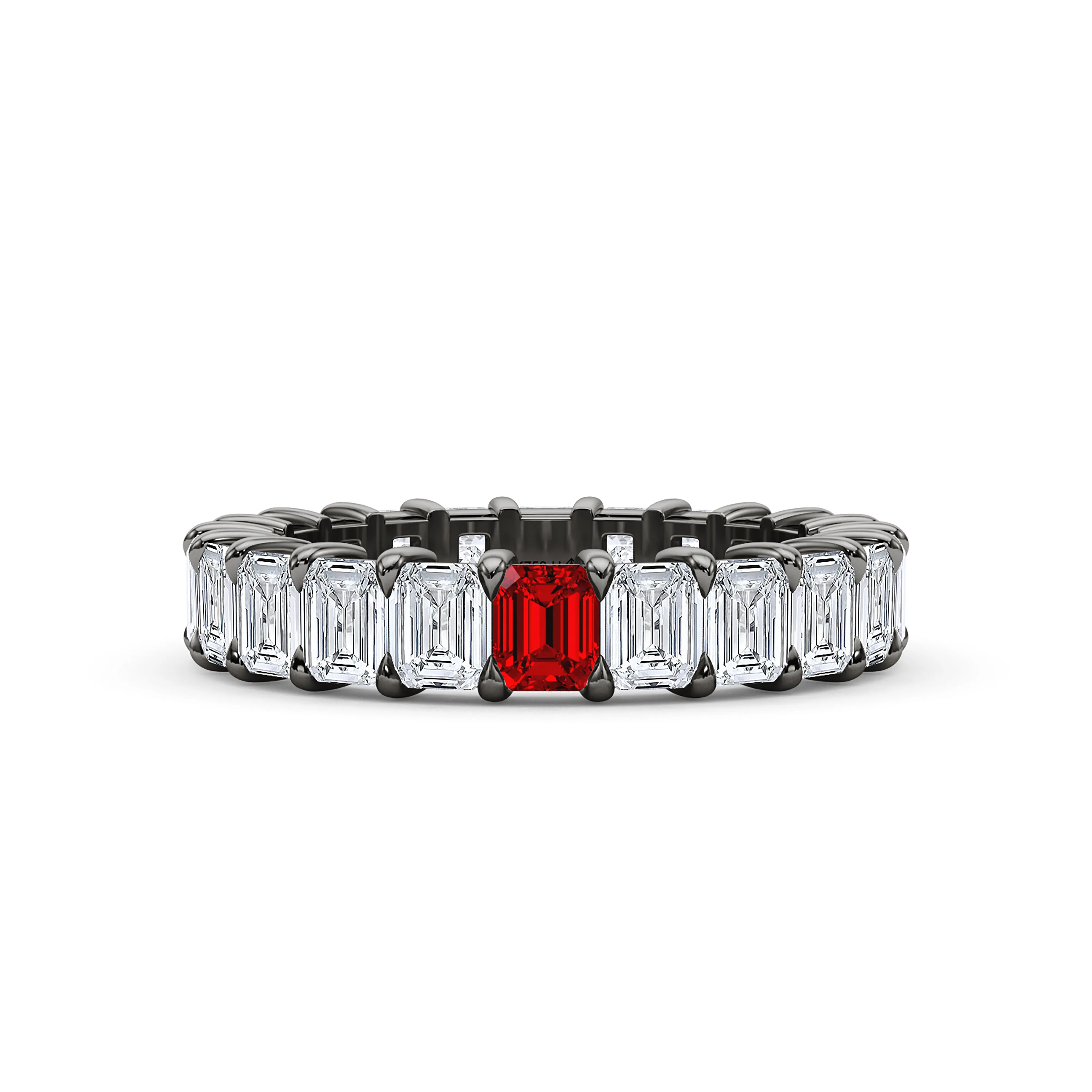 Emerald Cut Diamond & Birthstone Eternity Band