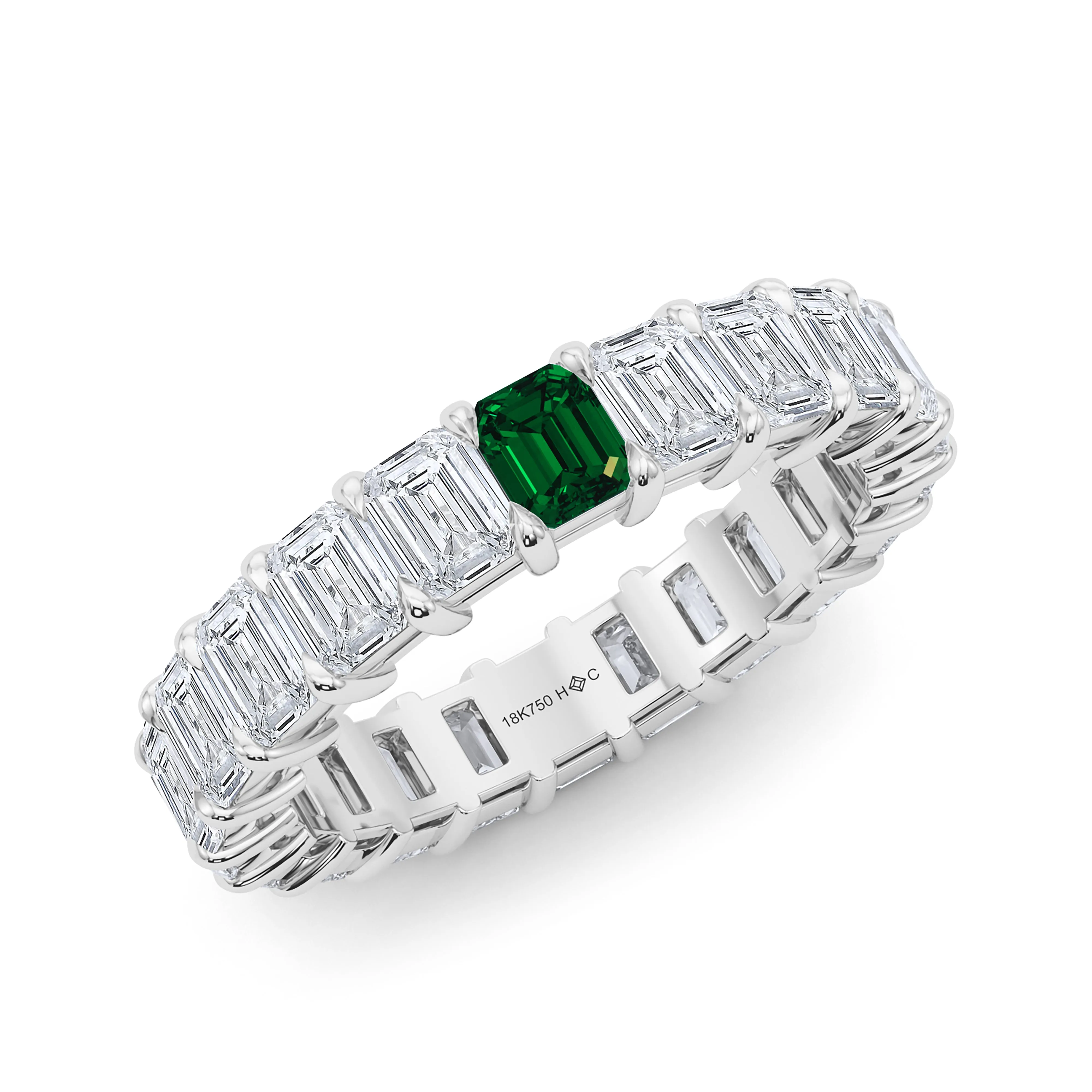 Emerald Cut Diamond & Birthstone Eternity Band