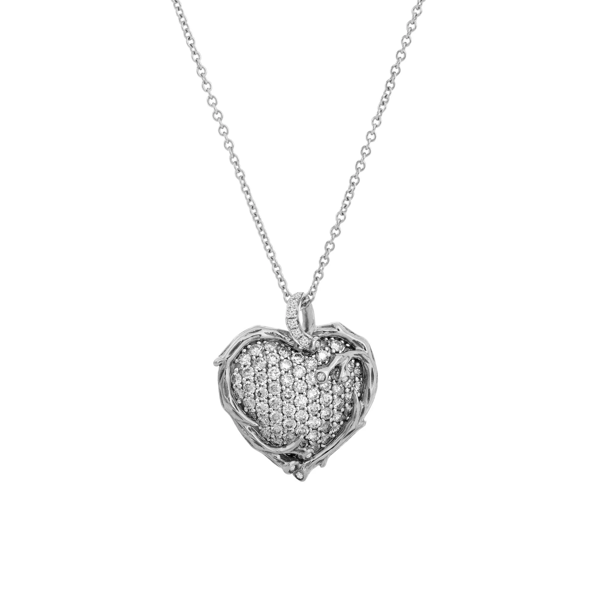 Enchanted Forest Heart Pendant Necklace with Diamonds