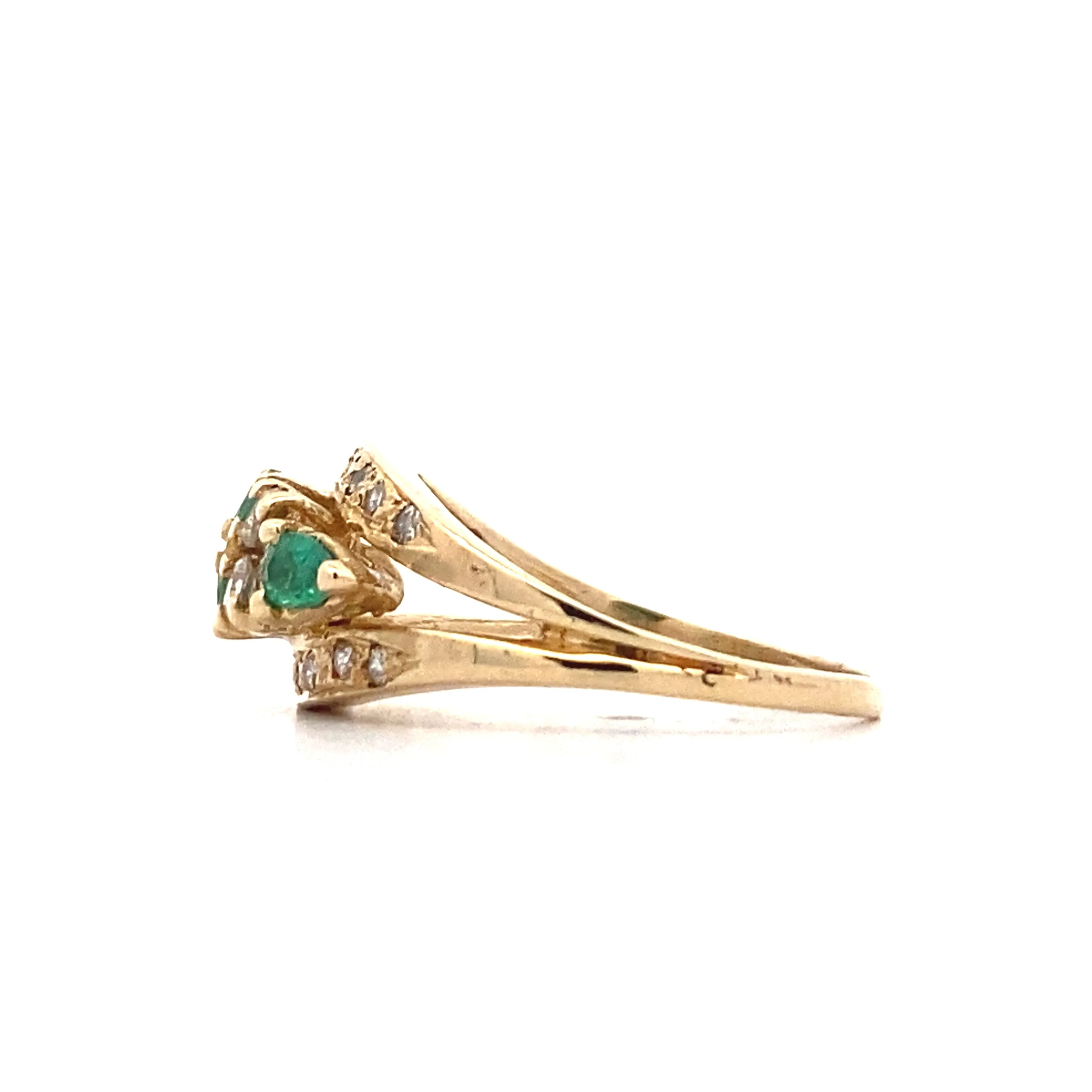 Estate Yellow Gold Emerald and Diamond Ring