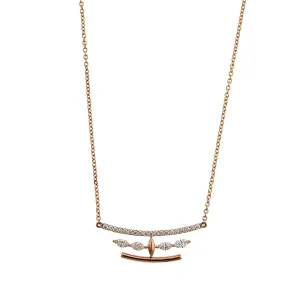 Etho Maria 18K Rose Gold Marquise & Round Cut Diamond Necklace