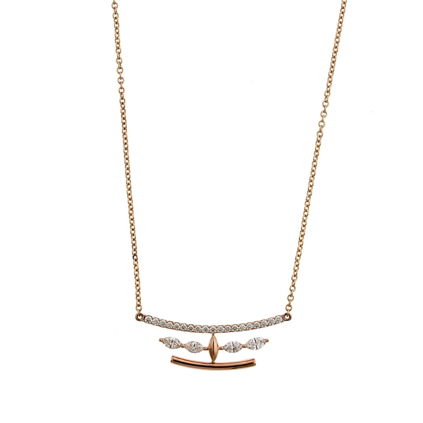 Etho Maria 18K Rose Gold Marquise & Round Cut Diamond Necklace