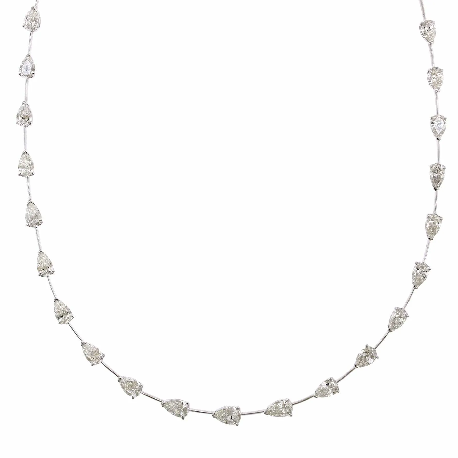 Etho Maria 18K White Gold Pear Shaped Diamond Bar Necklace