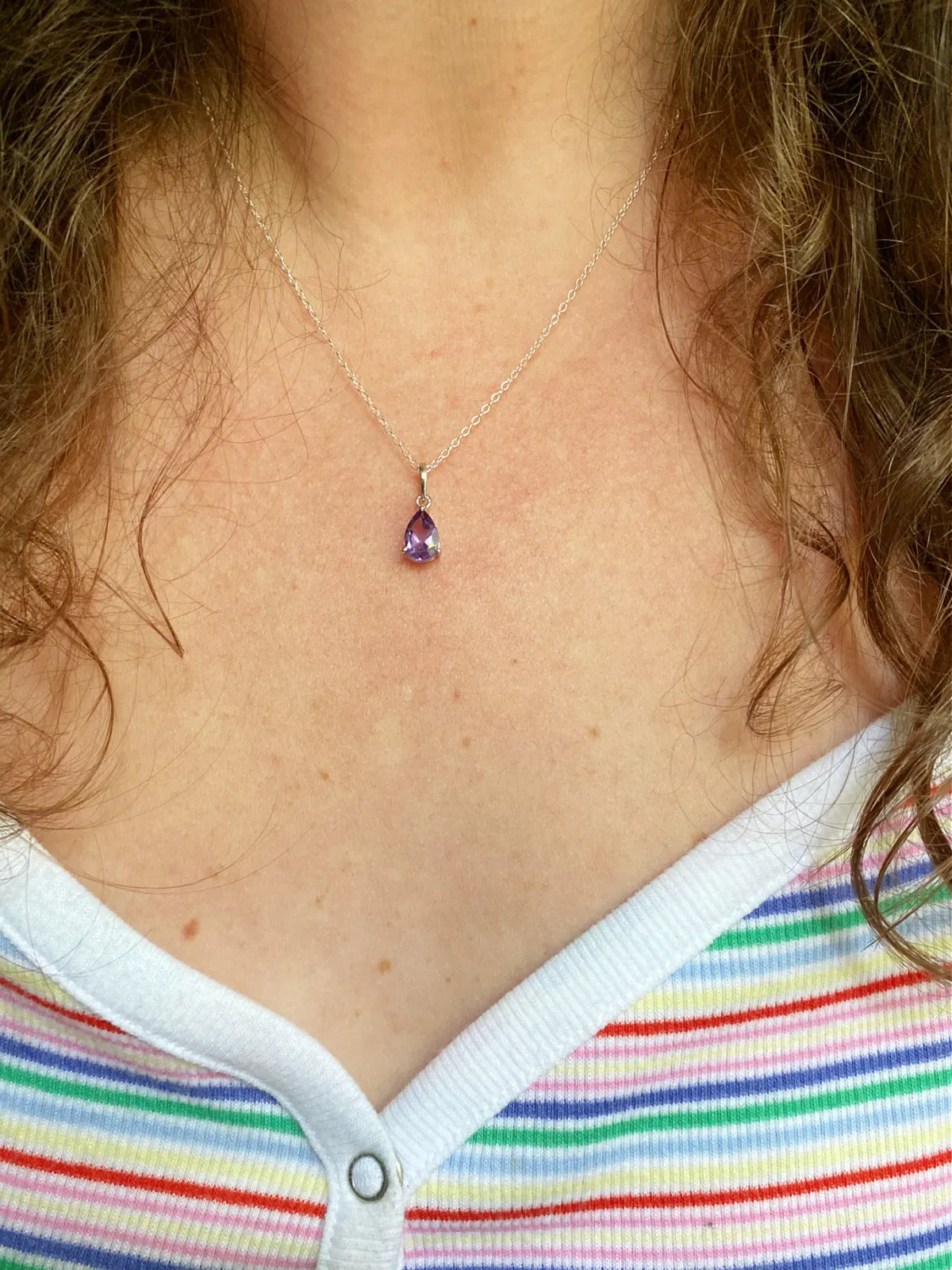 Faceted Gemstone Teardrop Necklace