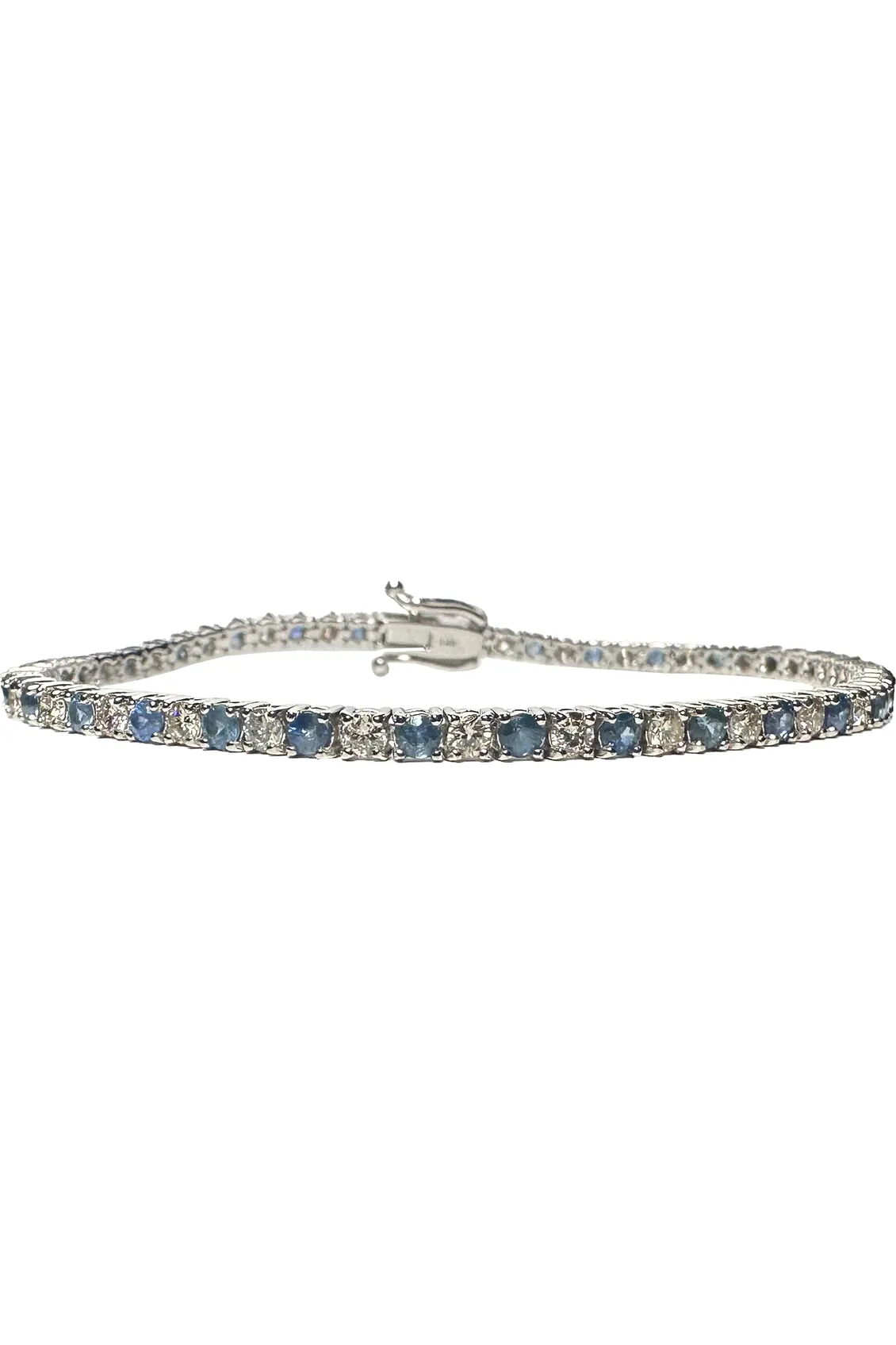 FC Creations 14K Gold Alternating Diamond Blue Sapphire Tennis Bracelet CTTW 4.75 Carat | White Gold