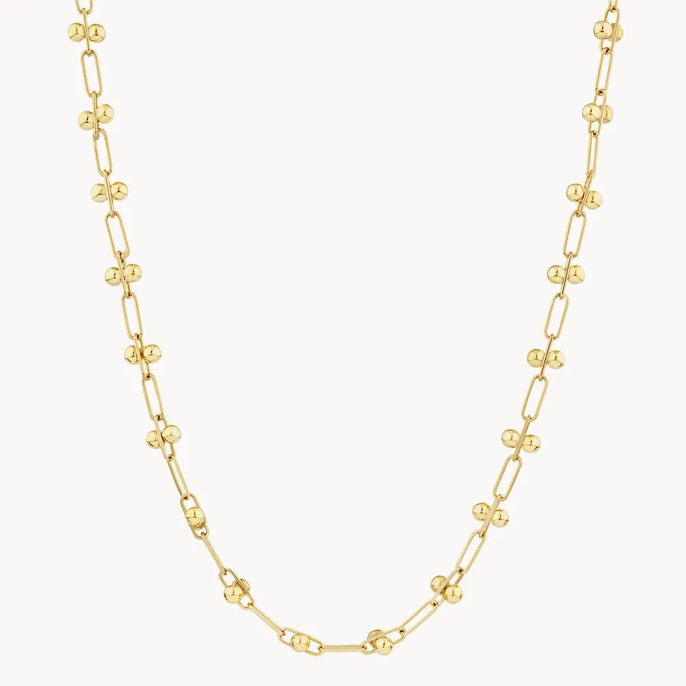 Fine Bauble Paperclip Chain Necklace in Gold