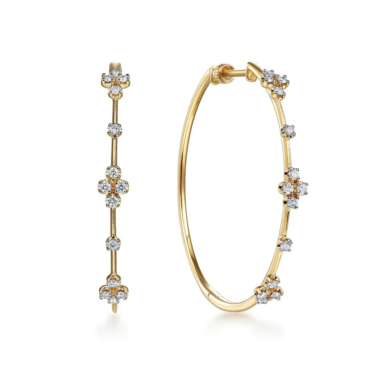 Gabriel & Co. 40MM Round Cluster Diamond Hoop Earrings