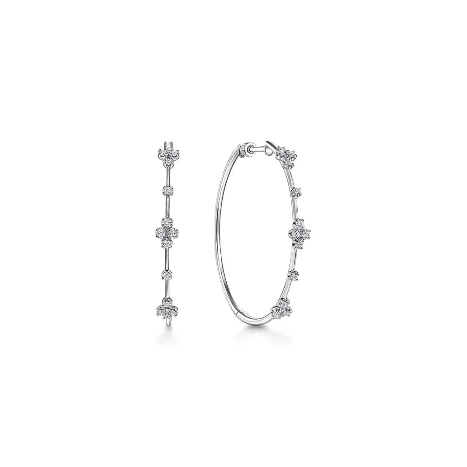 Gabriel & Co. 40MM Round Cluster Diamond Hoop Earrings