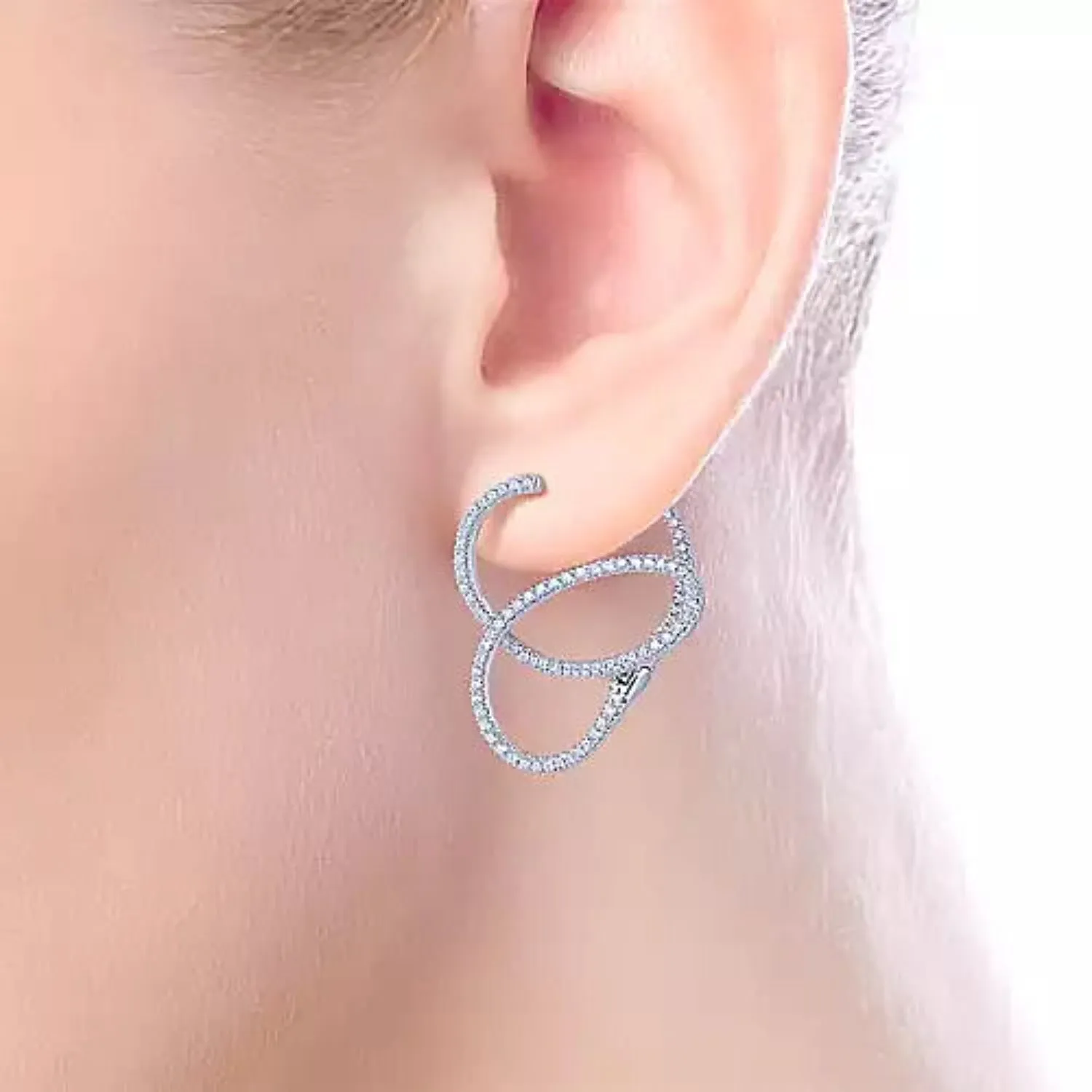 Gabriel & Co. "Diamond Swirl" Hoop Earrings