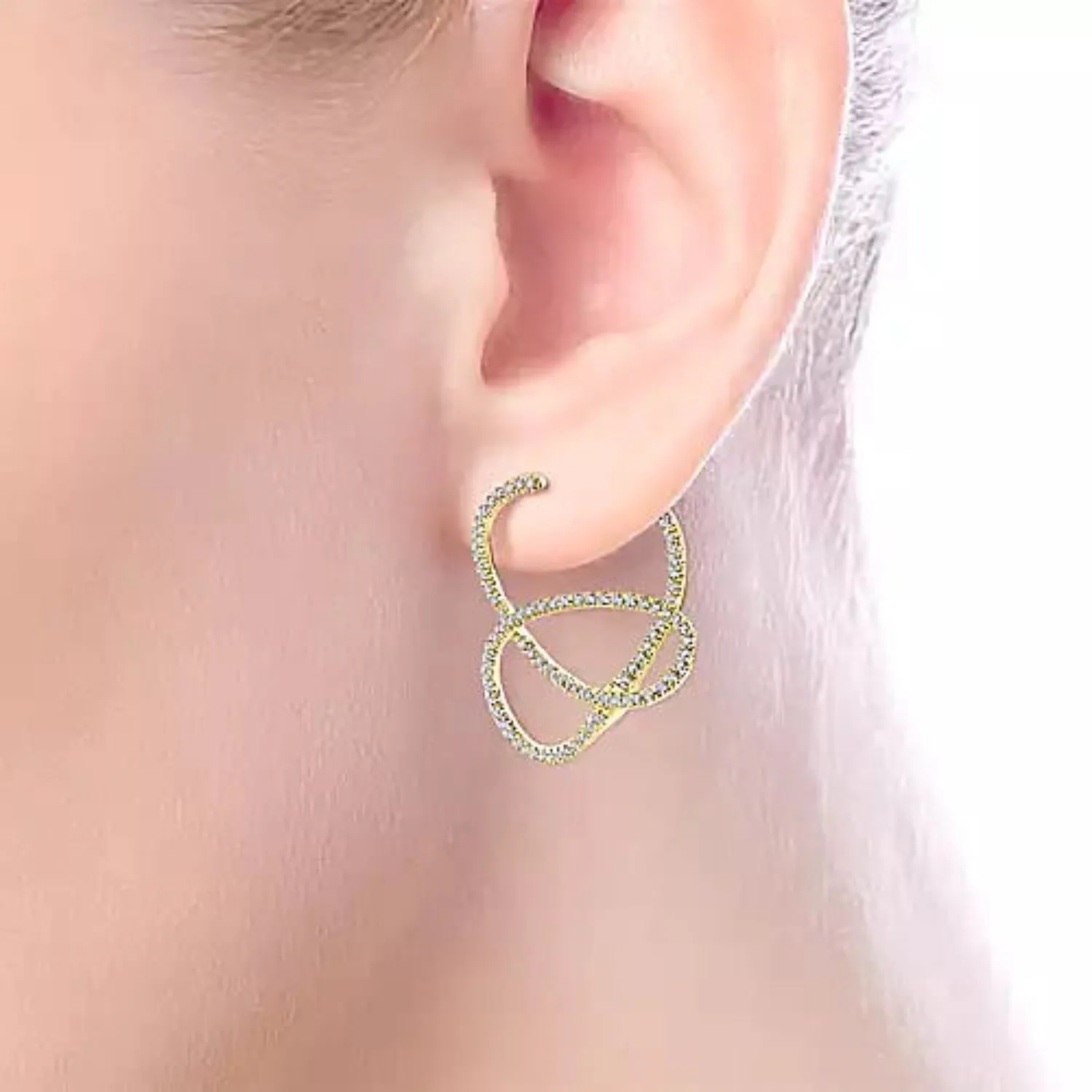 Gabriel & Co. "Diamond Swirl" Hoop Earrings