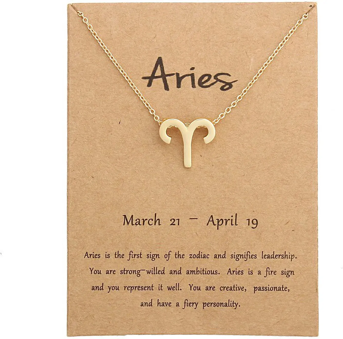 Gold Plated Aries Zodiac Pendant Symbol Zodiac Sign Necklace Alloy Necklace