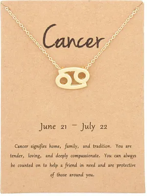 Gold Plated Cancer Zodiac Pendant Symbol Zodiac Sign Necklace Alloy Necklace