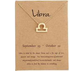 Gold Plated Libra Zodiac Pendant Symbol Zodiac Sign Necklace Alloy Necklace