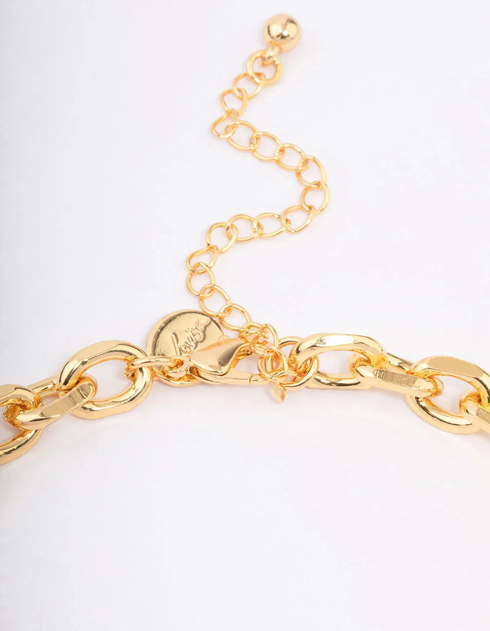 Gold Plated Link T Bar Chain Necklace