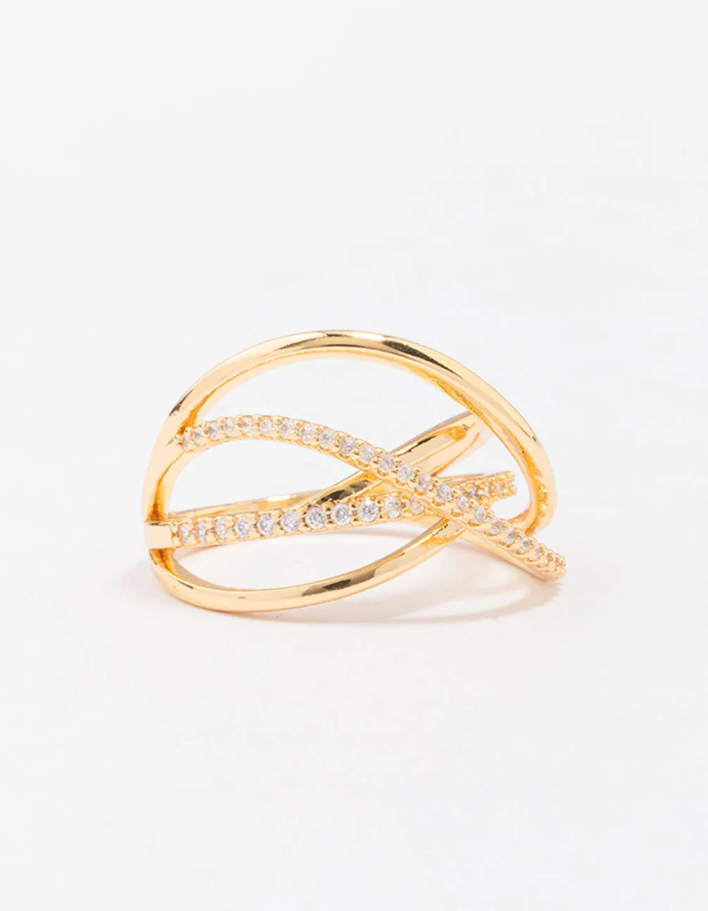 Gold Plated Thin Wrapped Cubic Zirconia Ring