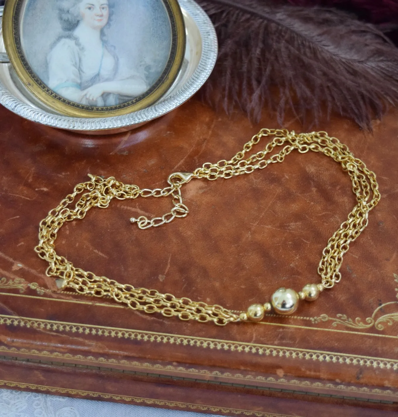 Golden Ball and Chain Necklace - Caroline Murat