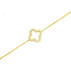 Golden Open Clover Cz Bracelet