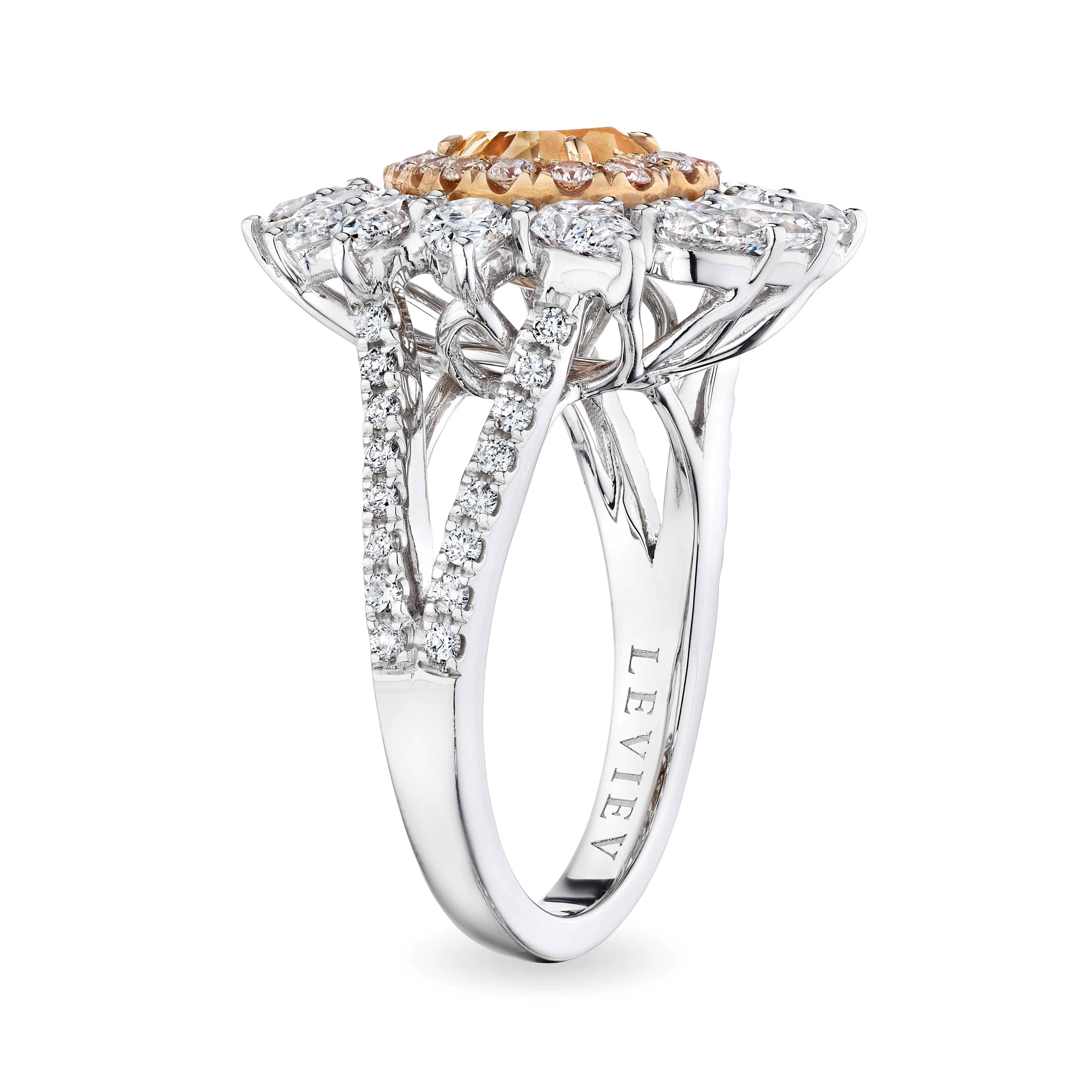 Heart Shape Cut Fancy Brown Orange Diamond Ring, 1 CT