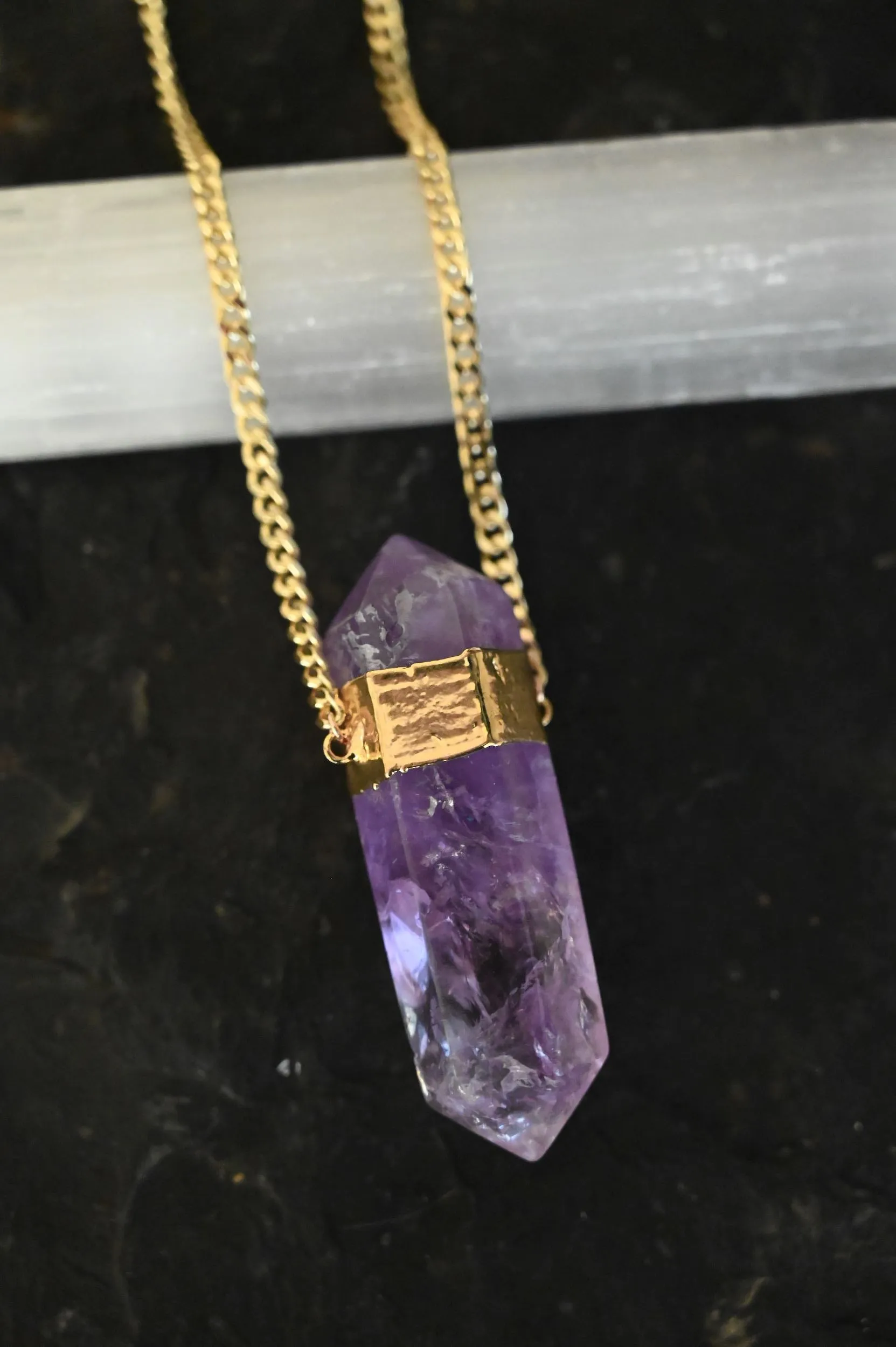 Highest Self Amethyst Crystal Gold Necklace