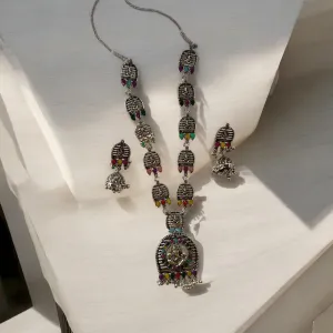 Jewelestia Multicolor Antique Necklace and Earring Set