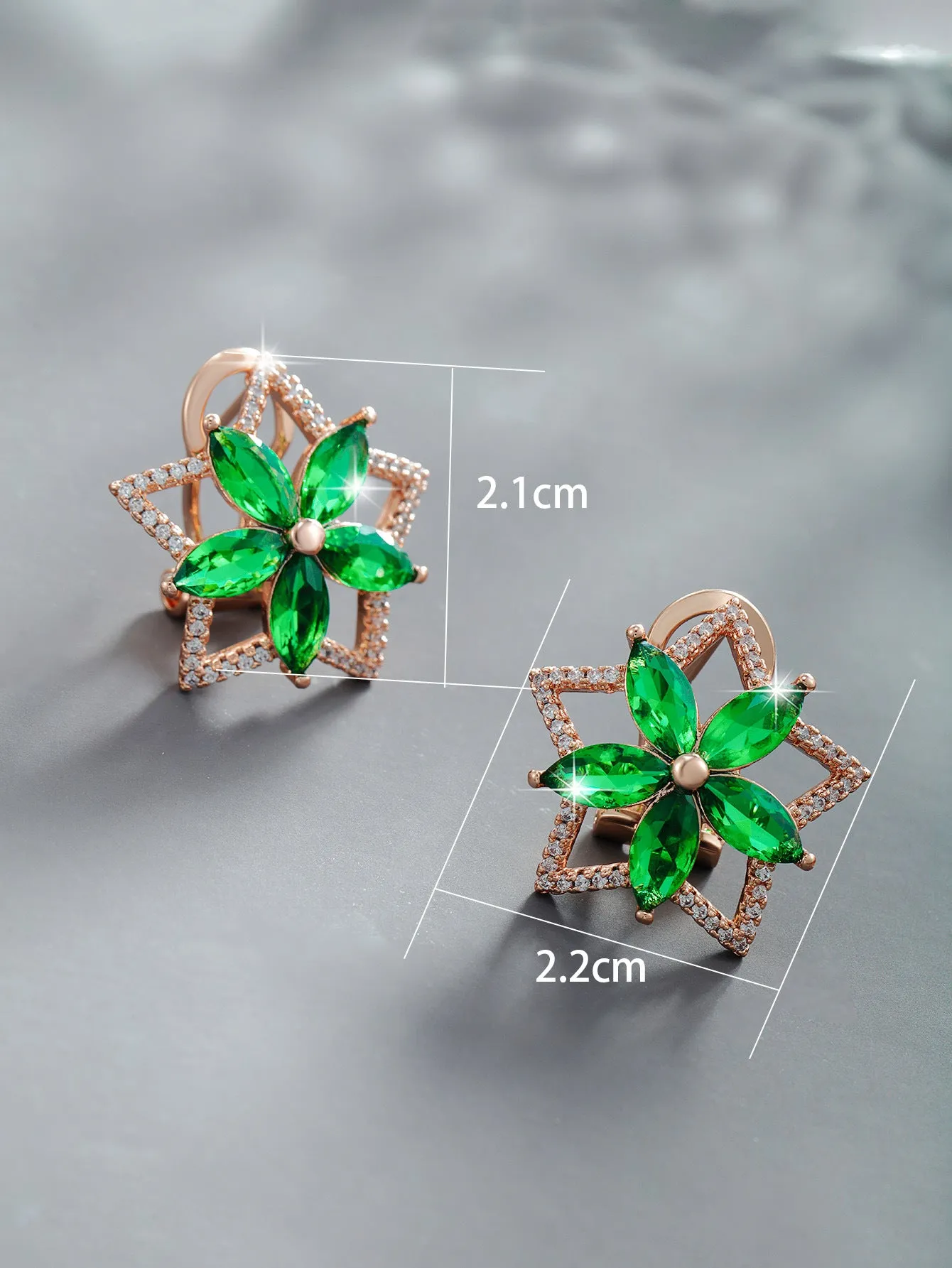 Jewelry imitation colorful treasure series five-pointed star flower earrings women's color light luxury temperament earrings