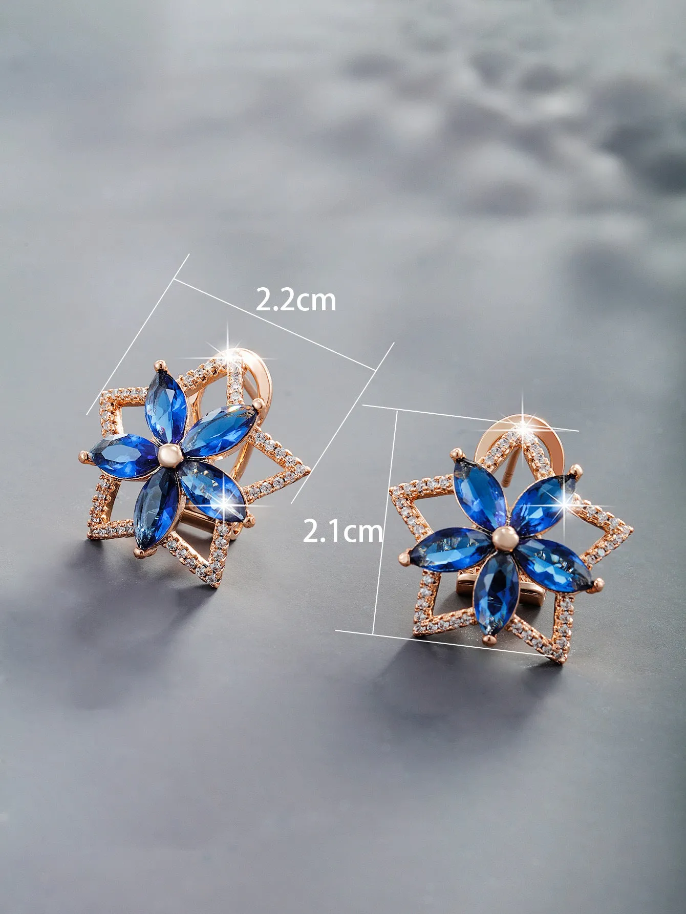 Jewelry imitation colorful treasure series five-pointed star flower earrings women's color light luxury temperament earrings