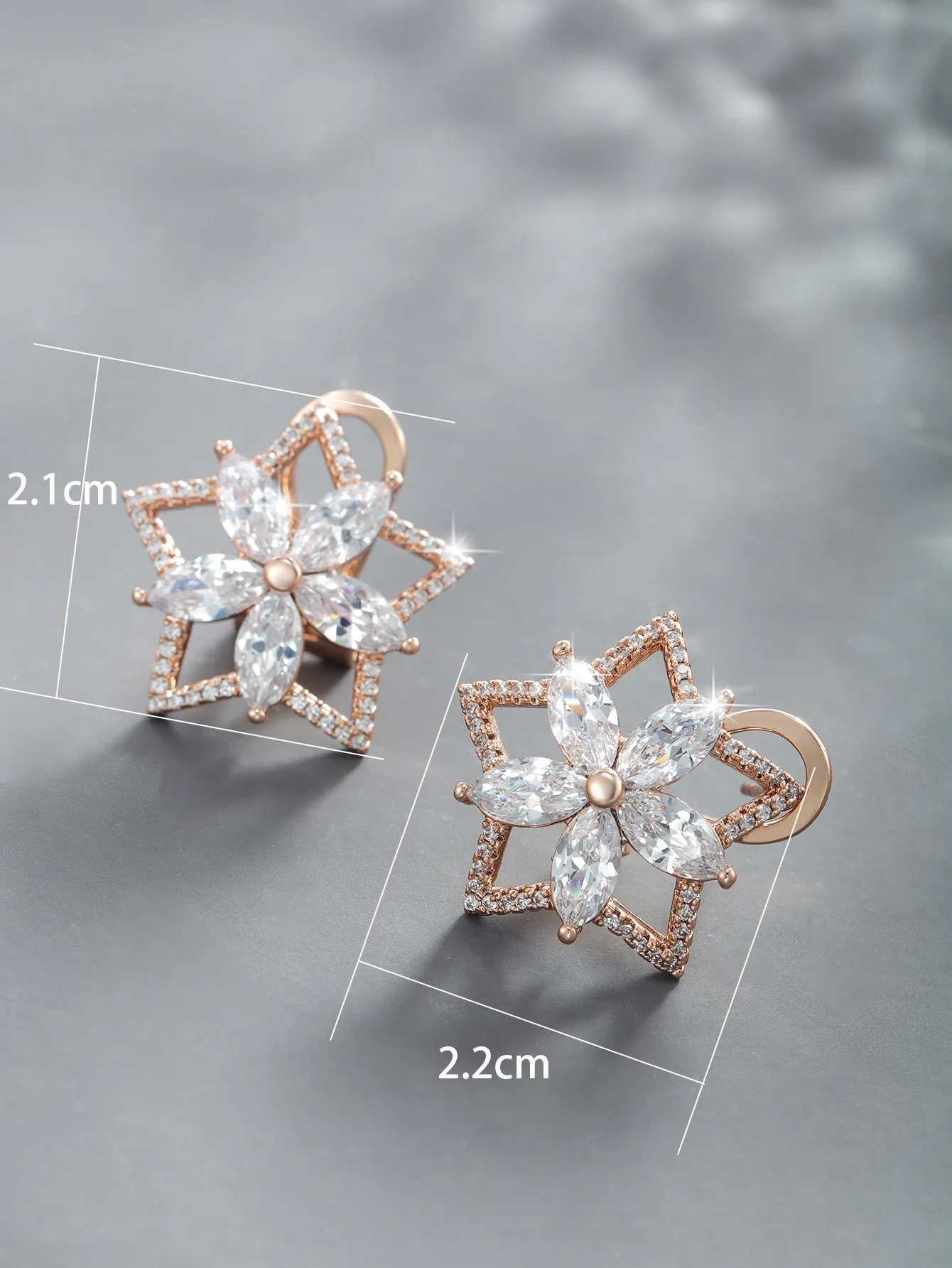 Jewelry imitation colorful treasure series five-pointed star flower earrings women's color light luxury temperament earrings