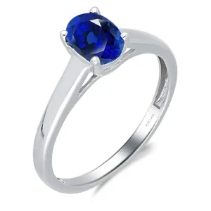 Kallati Heirloom Oval Solitaire Sapphire Engagement Ring in 14K White Gold