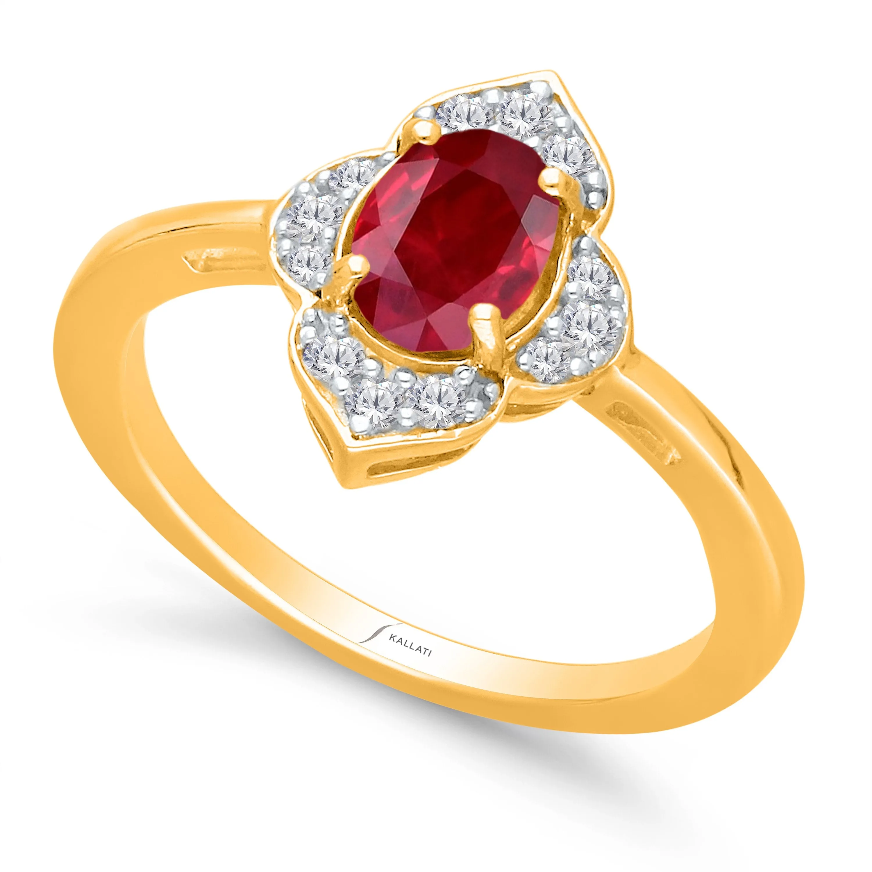 Kallati Heirloom Ruby & Diamond Ring in 14K Yellow Gold