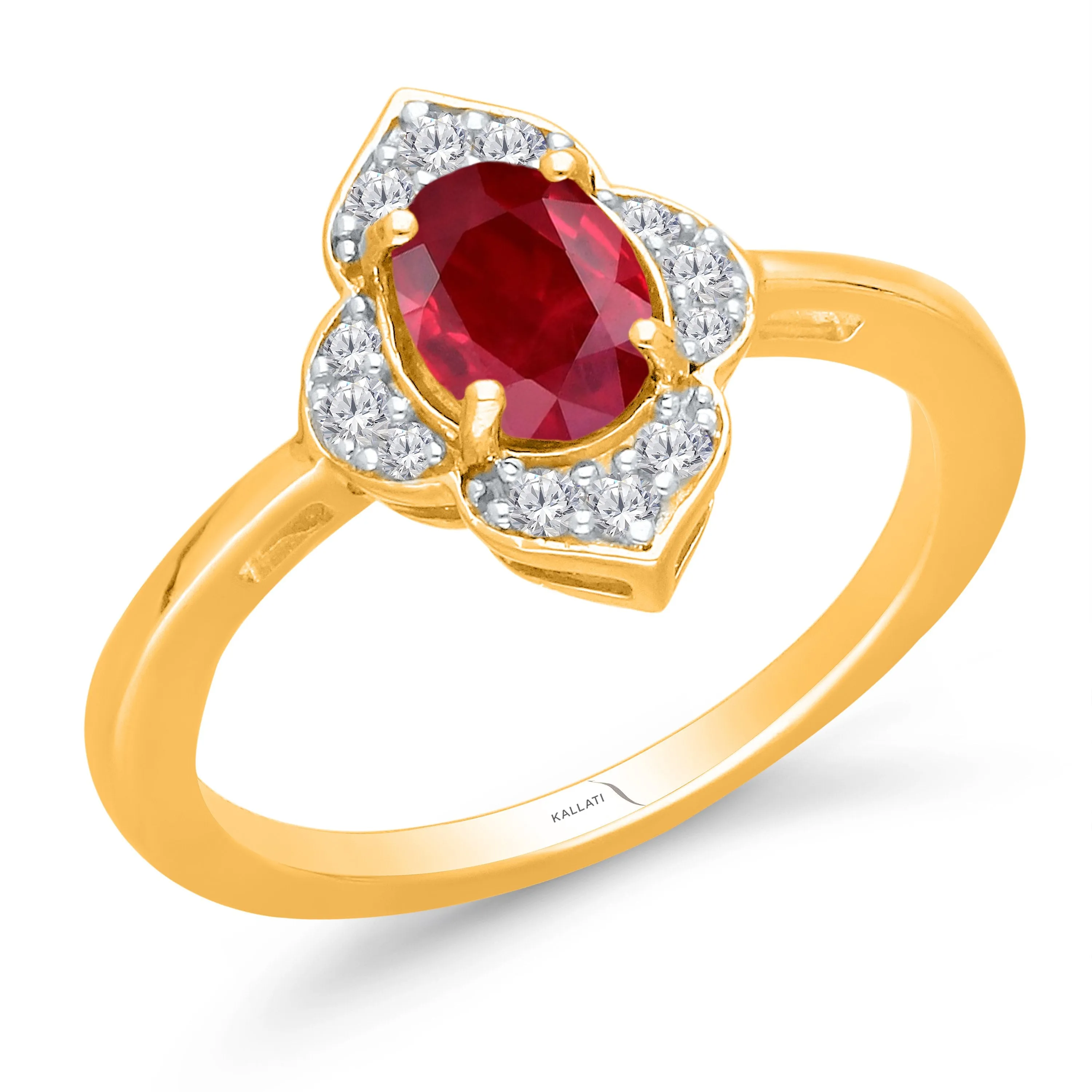 Kallati Heirloom Ruby & Diamond Ring in 14K Yellow Gold