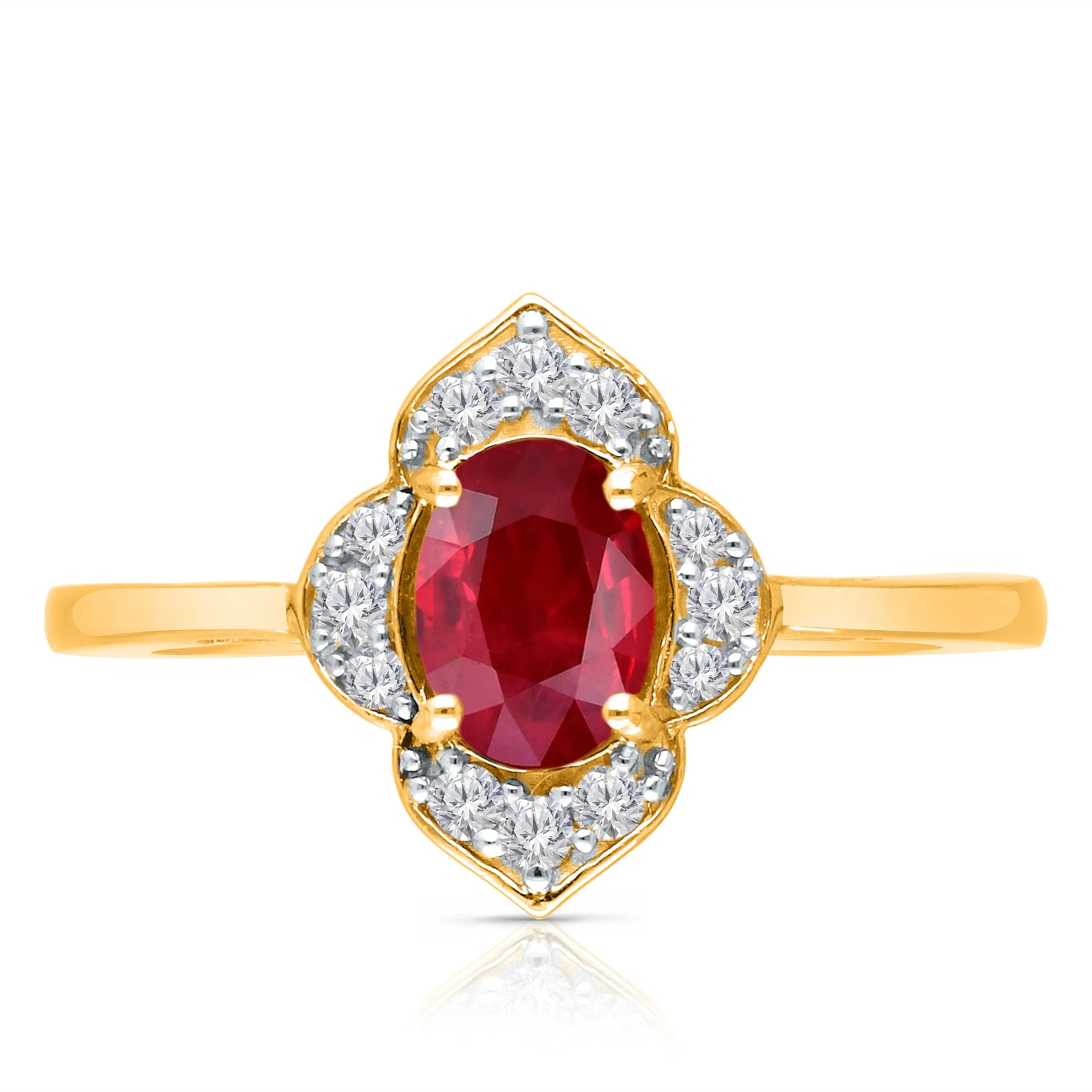 Kallati Heirloom Ruby & Diamond Ring in 14K Yellow Gold