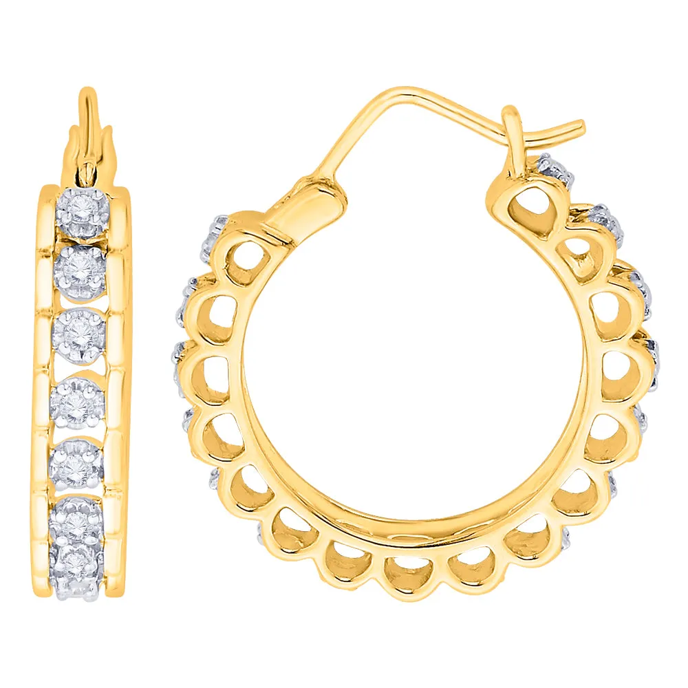 KATARINA 1/4 cttw Prong Set Diamond Hoop Earring