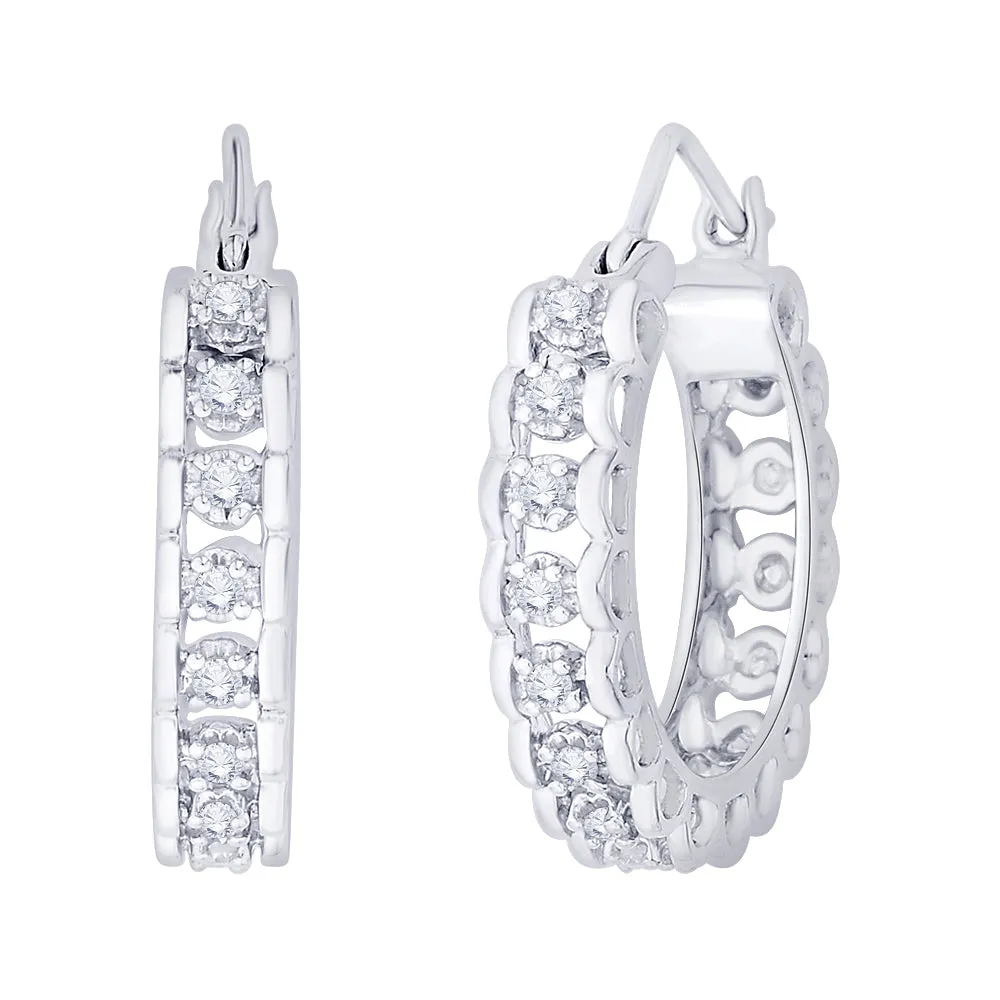 KATARINA 1/4 cttw Prong Set Diamond Hoop Earring