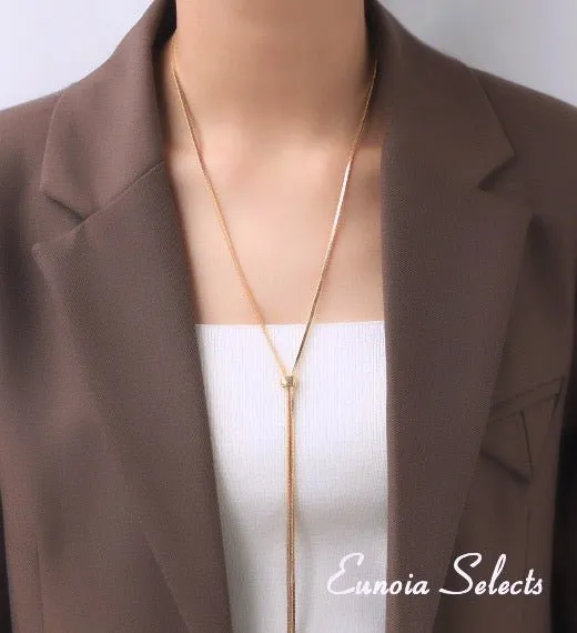 Kendall Herringbone Gold Chain Necklace, 3 Ways to Style | Classy Modern Collection