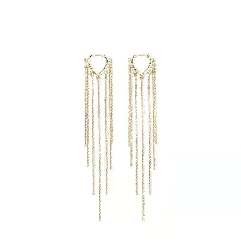 Korean Style Long Tassel Drop Heart Earrings