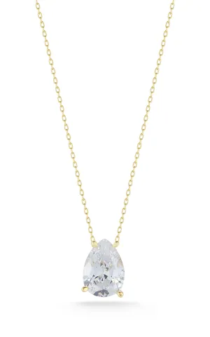 Large Pear Shaped Solitaire Necklace