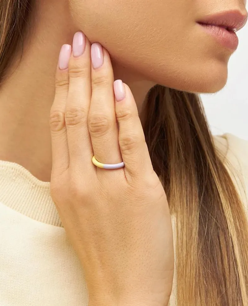 Lulu Copenhagen Double Colour Purple Yellow Ring