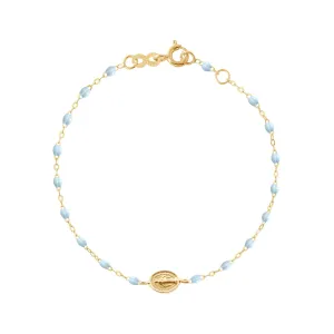 Madone Charm Classic Gigi Baby Blue bracelet, Yellow Gold, 6.7"