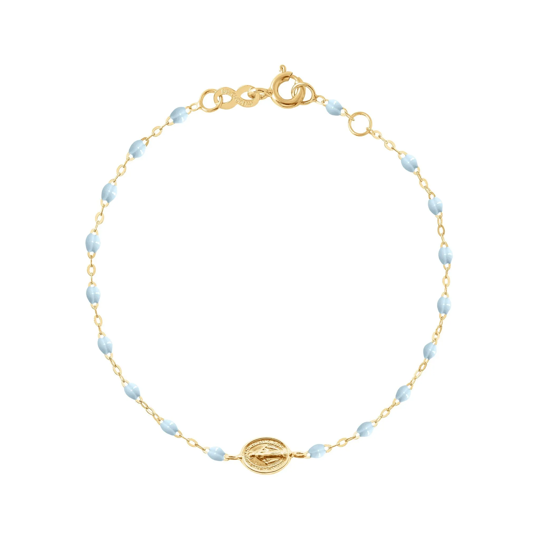 Madone Charm Classic Gigi Baby Blue bracelet, Yellow Gold, 6.7"