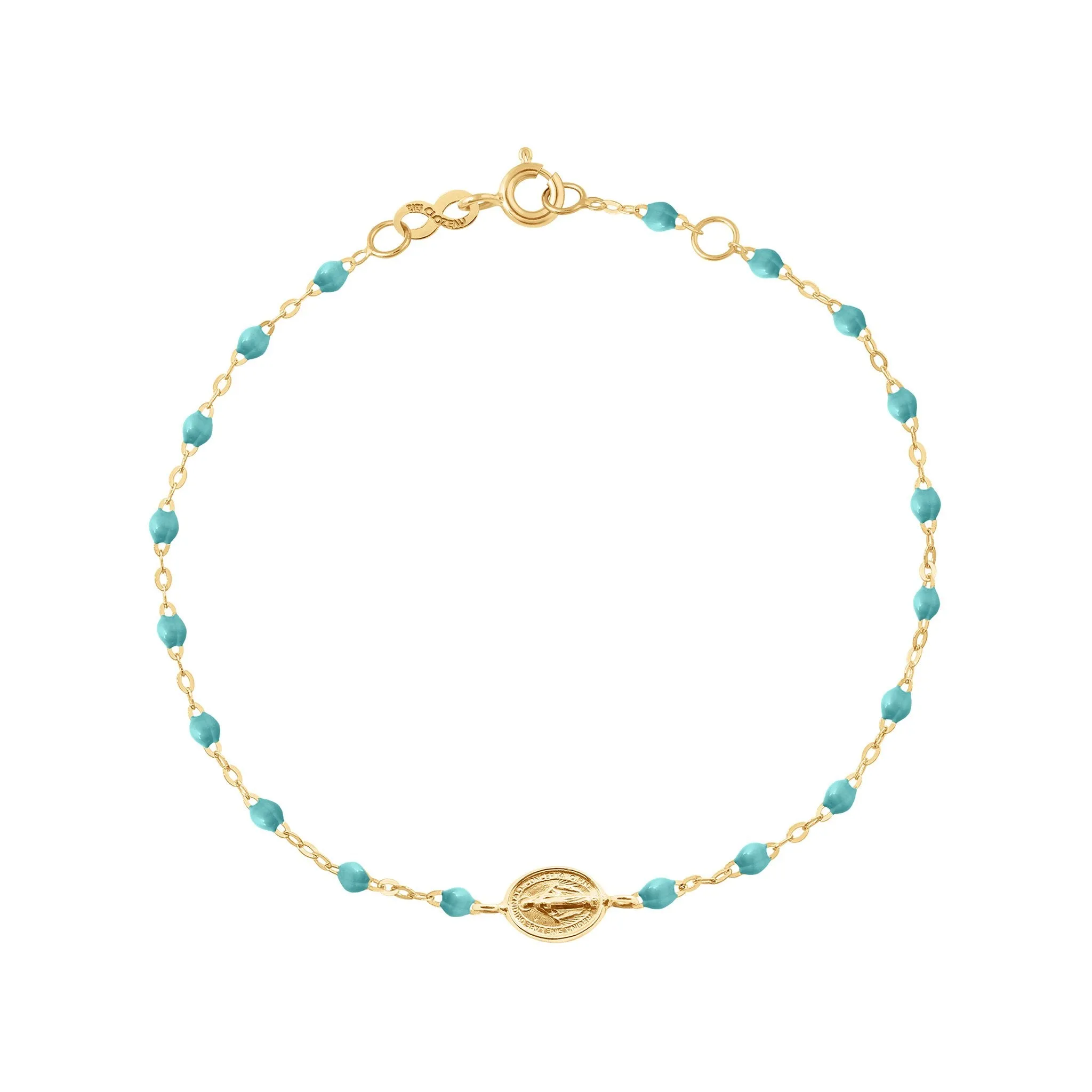 Madone Charm Classic Gigi Turquoise Green bracelet, Yellow Gold, 6.7"