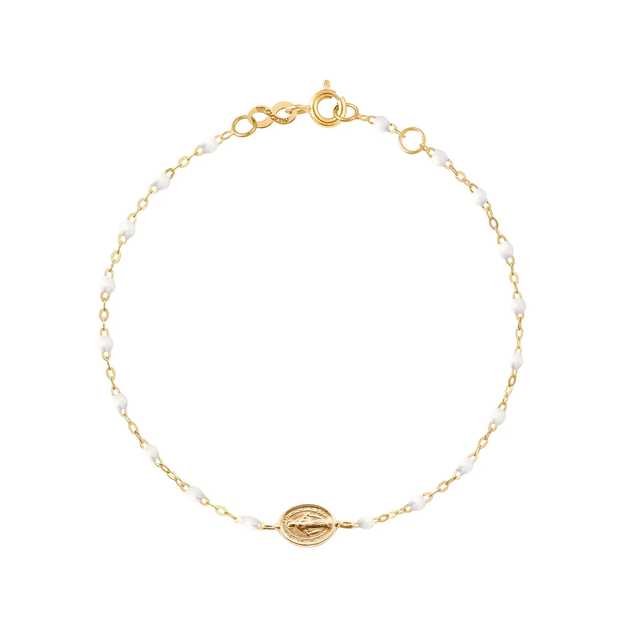 Madone Charm Classic Gigi White bracelet, Yellow Gold, 6.7"